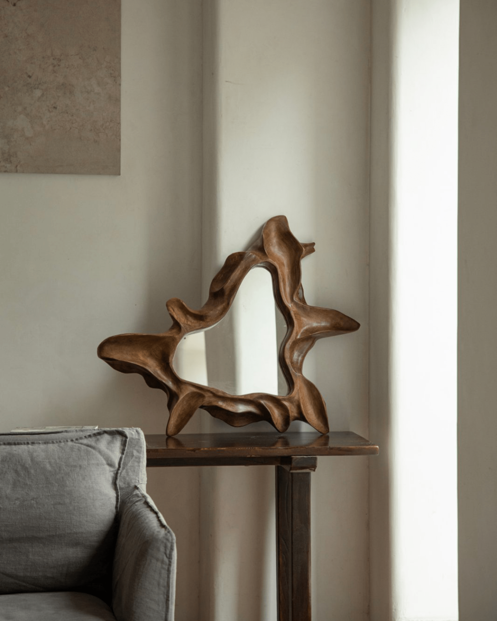 Organic Wood Arbor Mirror, handcrafted wood frame, modern wall decor