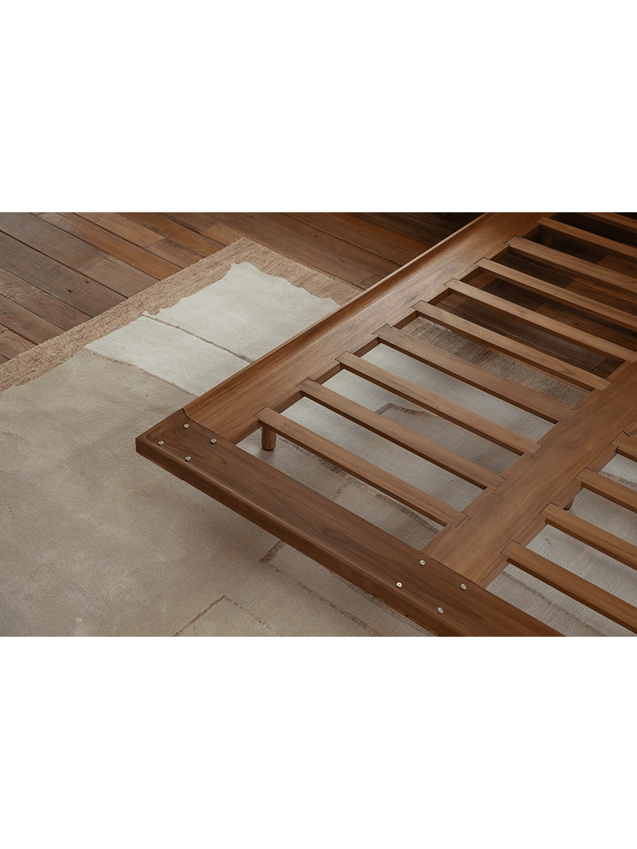 Seren Teak Leather Bed - ZM Home