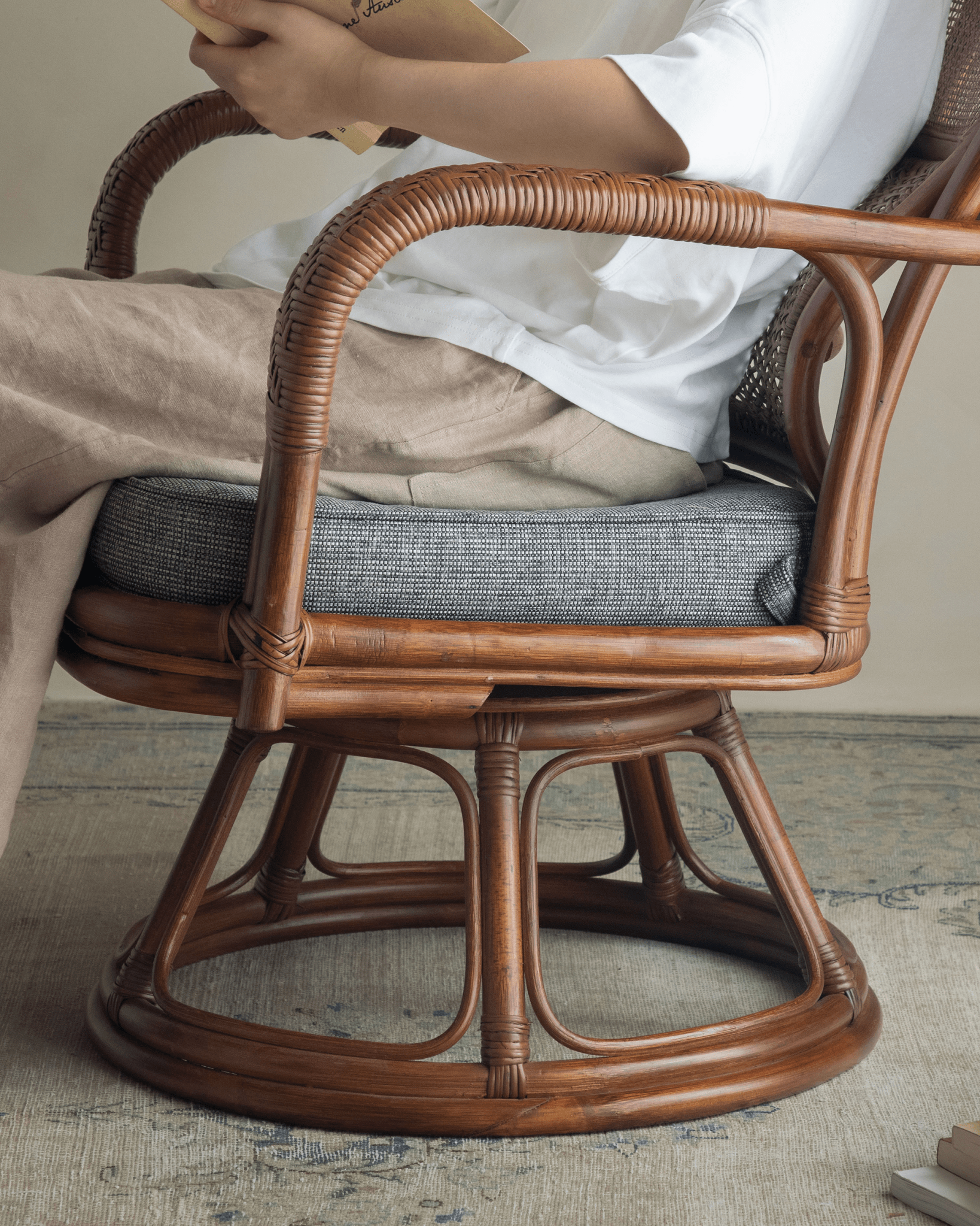 Gakusha Rattan Swivel Chair - ZM Home