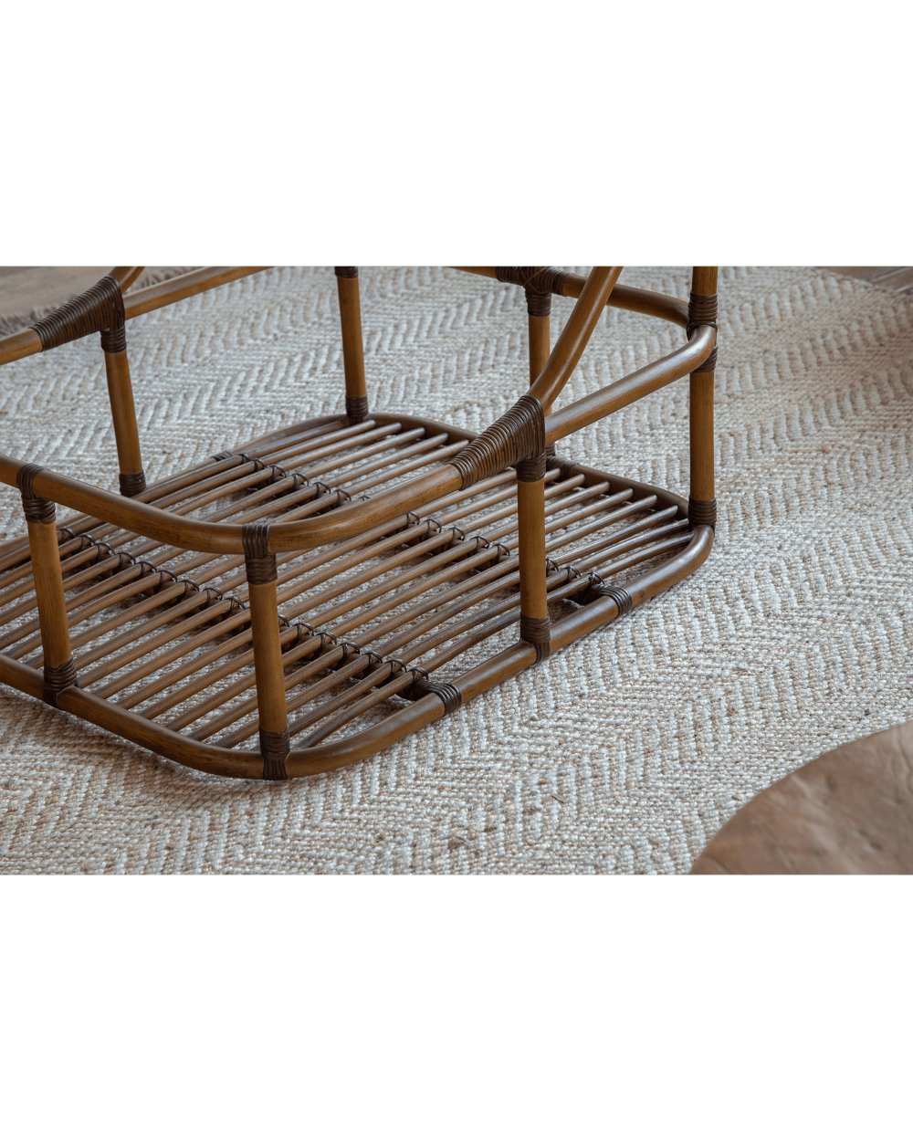 Tofu Lounge Sofa Rattan Frame Detail - showcasing the natural rattan material, structure, and design for comfortable seating.