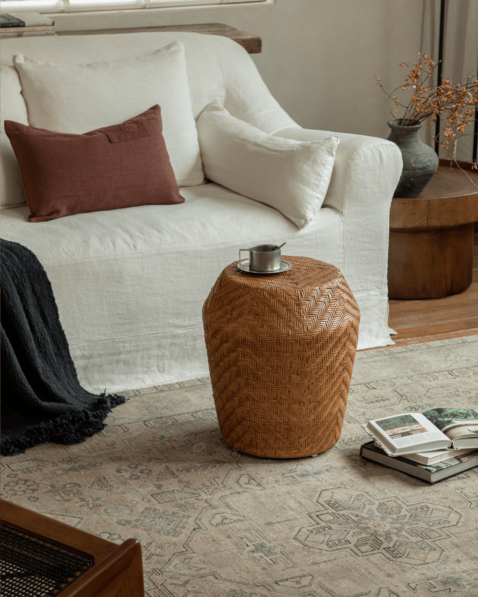 Drum Rattan Side Table - ZM Home