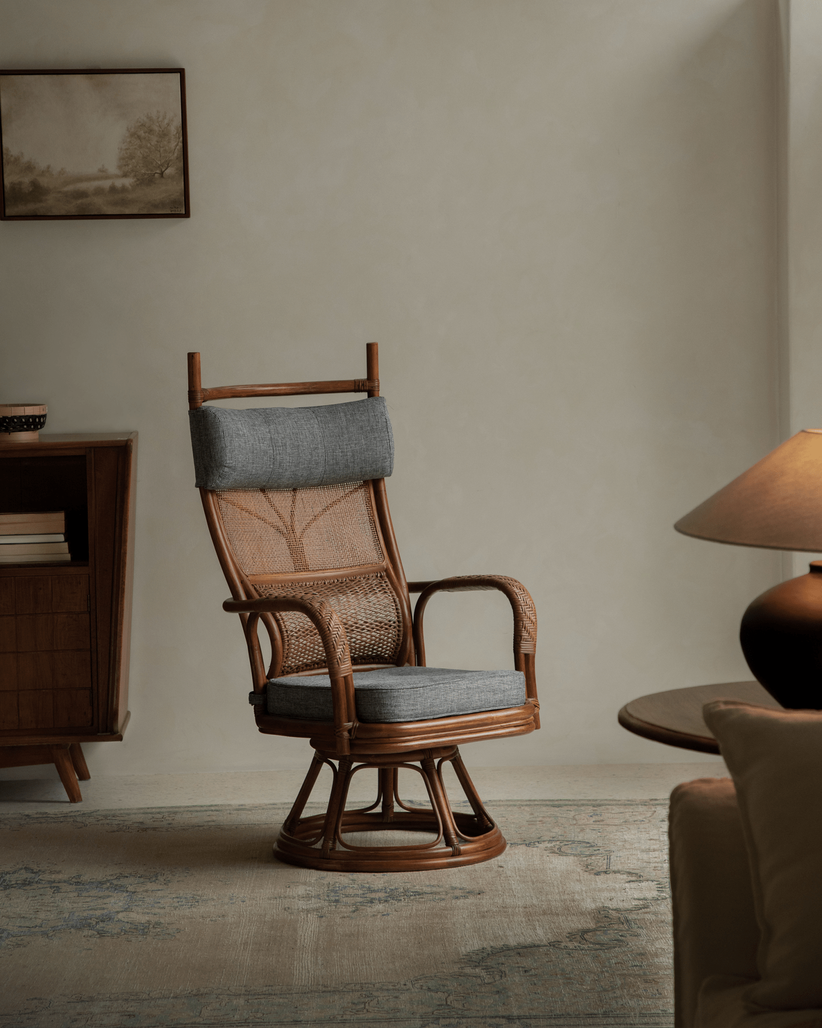 Gakusha Rattan Swivel Chair - ZM Home