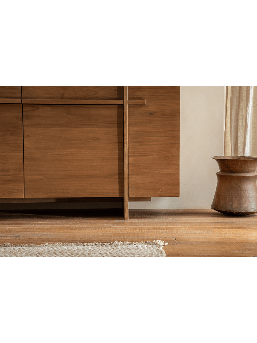 NO.42 Teak Sideboard in natural teak wood, showcasing wood grain and buffet style design