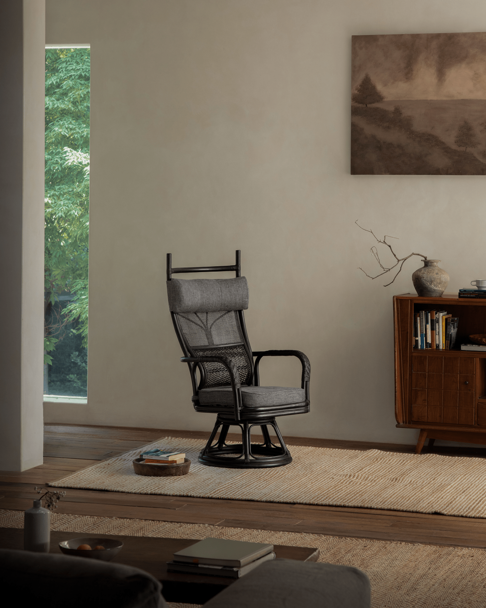 Gakusha Rattan Swivel Chair - ZM Home