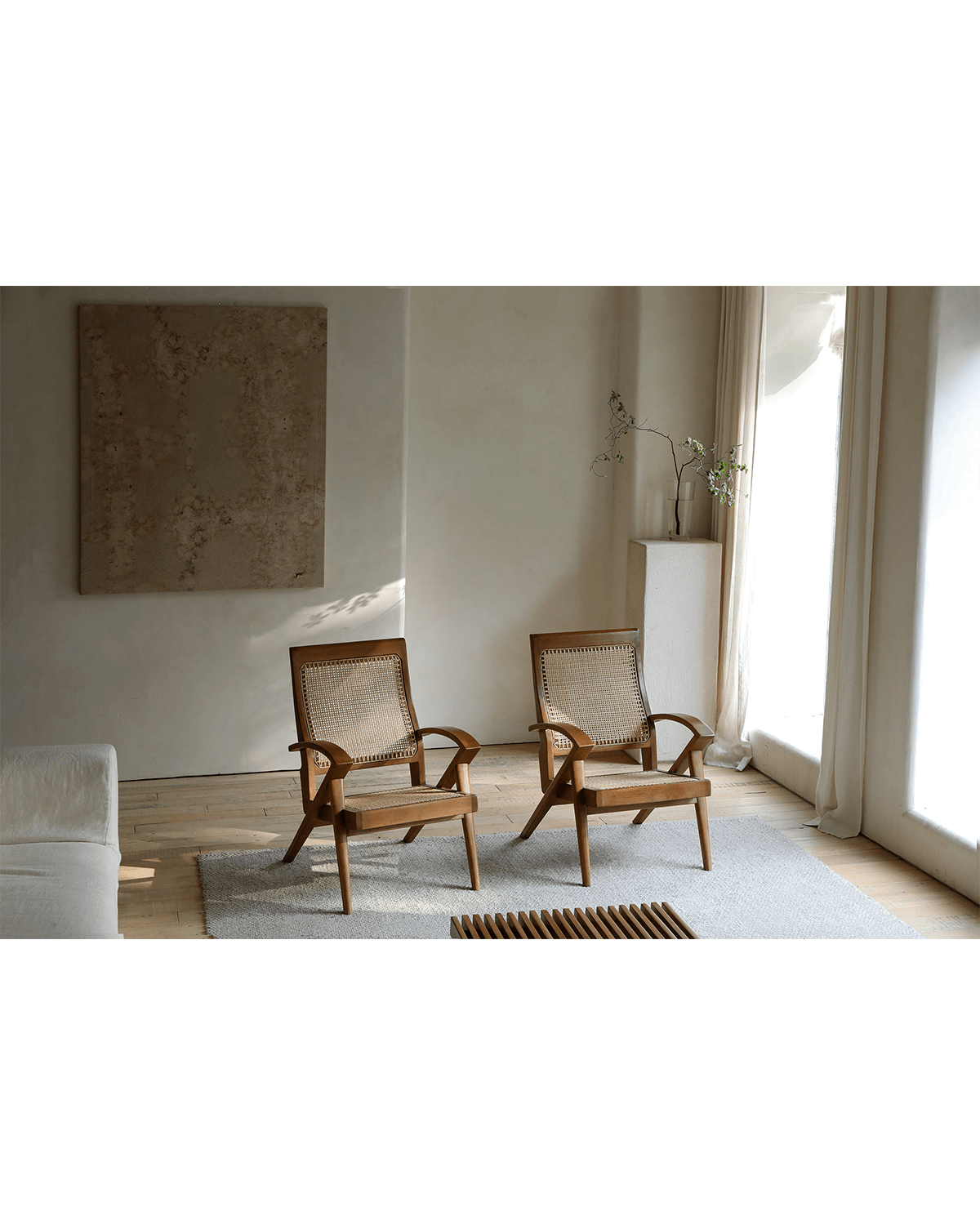 Rex Easy Chair, Teak wood frame with handwoven rattan, modern lounge chair, vintage design.