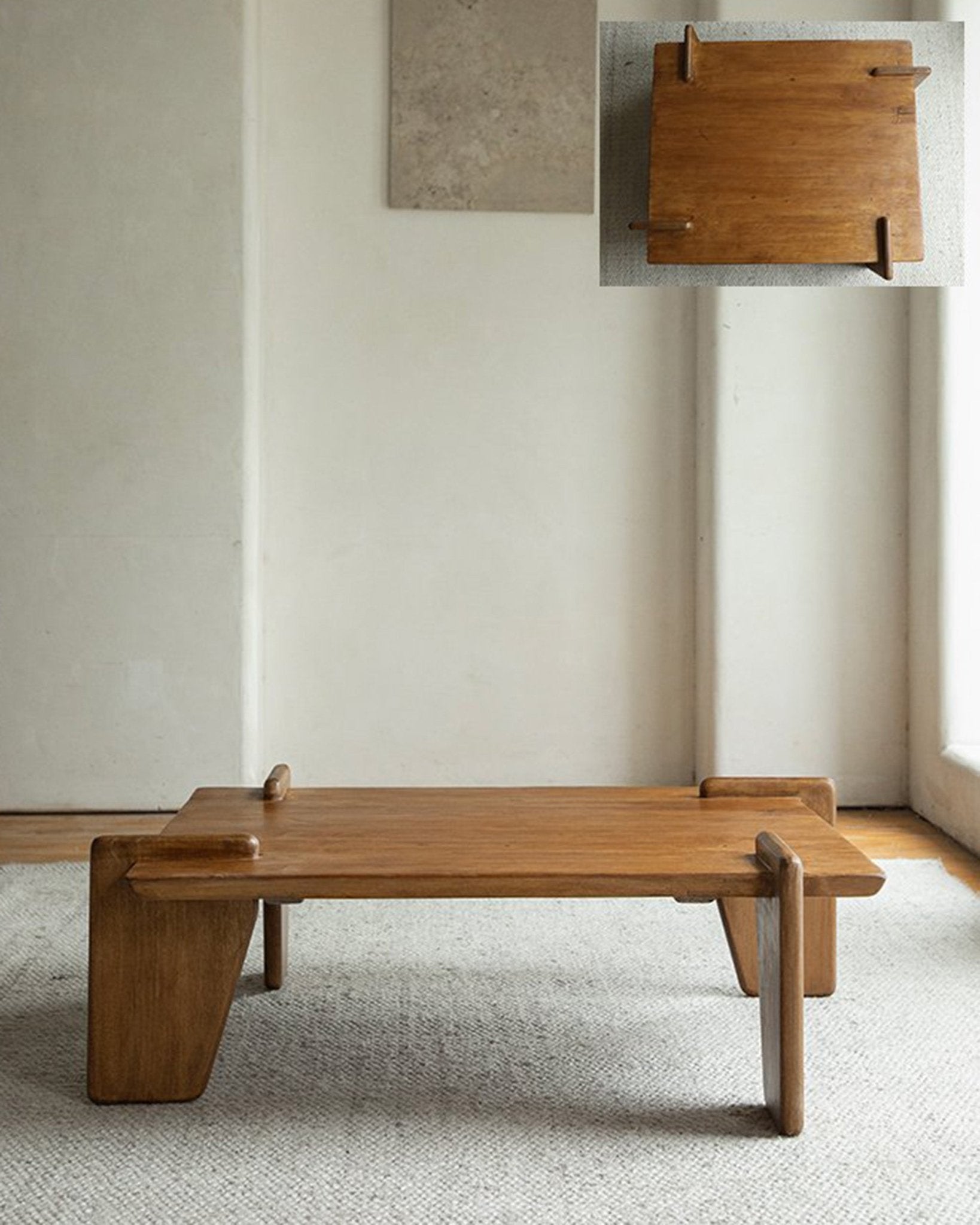 Deck Coffee Table - Rustic reclaimed wood coffee table, natural texture, modern design, living room furniture