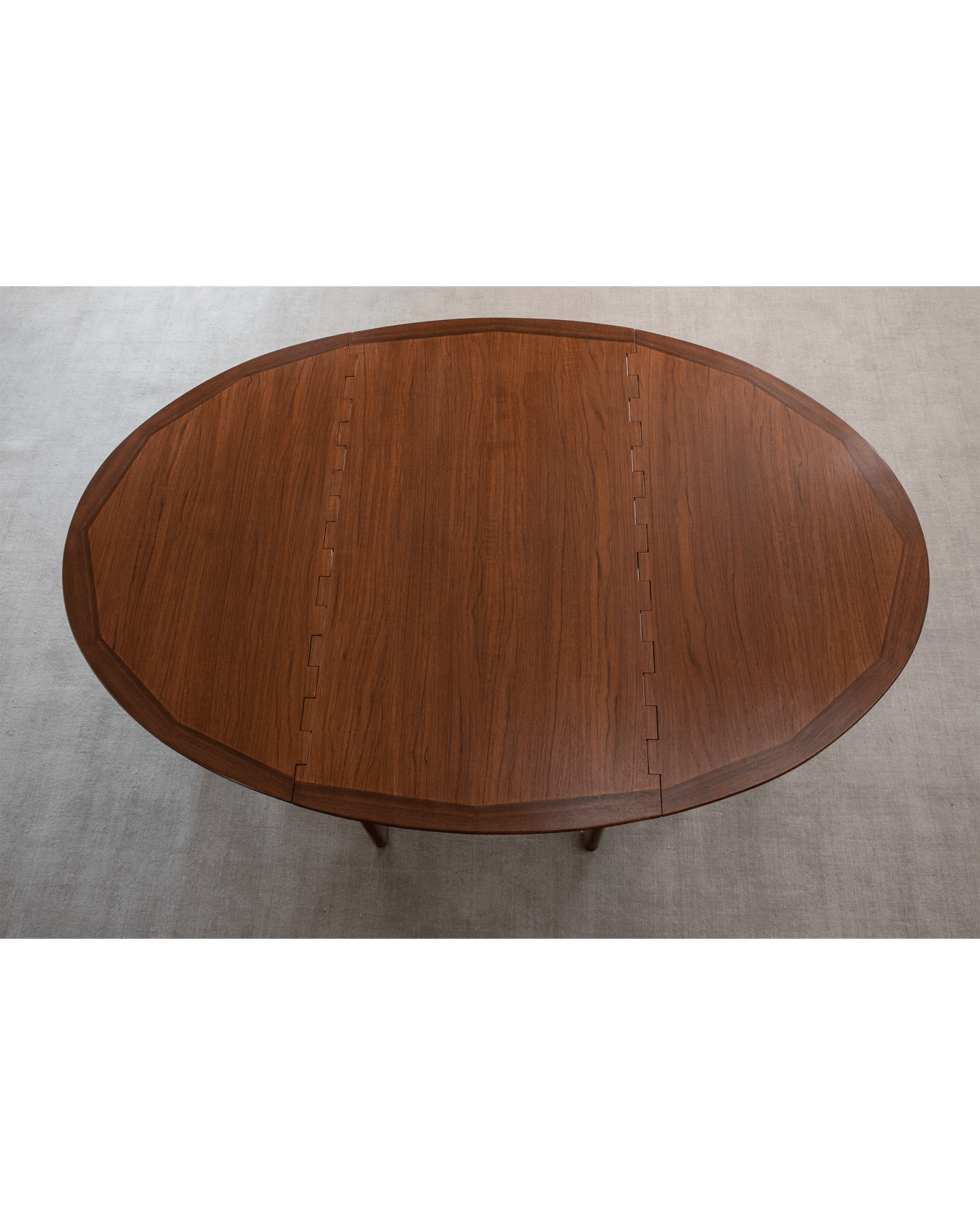 Niels Folding Table - Extended Oval, Burmese Teak Wood Detail