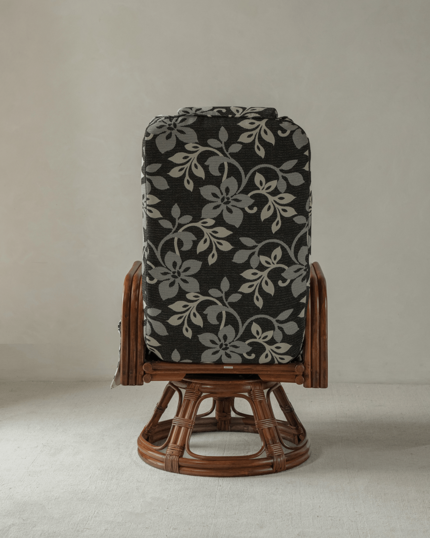 Willow Rattan Chair with floral cushion and Indonesian rattan frame