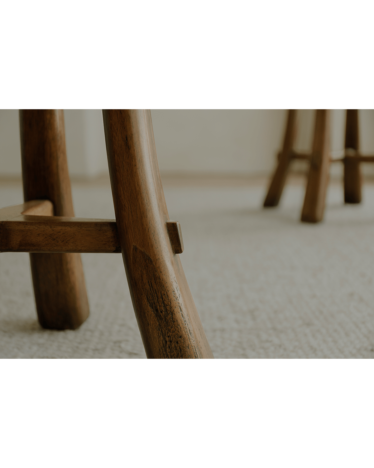 Basin Side Table detail - Wooden leg, angled design, showcasing wood grain, eco-friendly product.