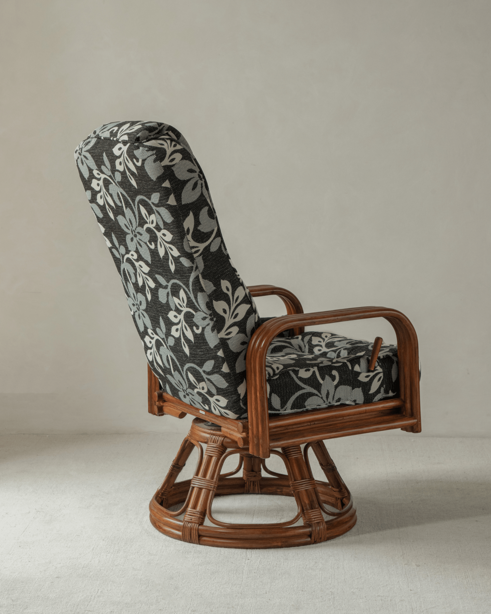 Willow Rattan Chair with floral cushion, Indonesian rattan frame and modern design