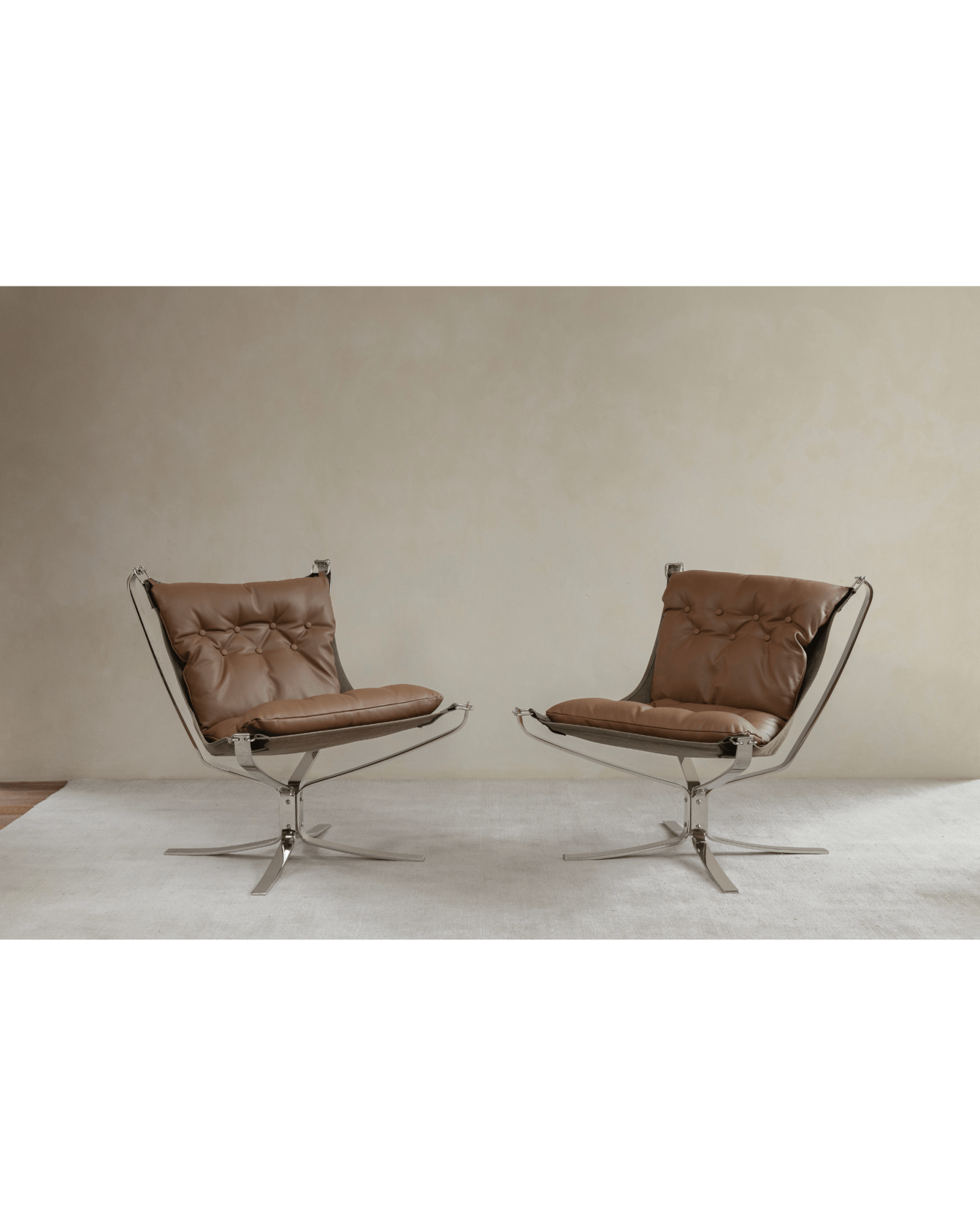 Falcon Chair, brown leather and stainless steel, Scandinavian design, premium comfort, modern interior