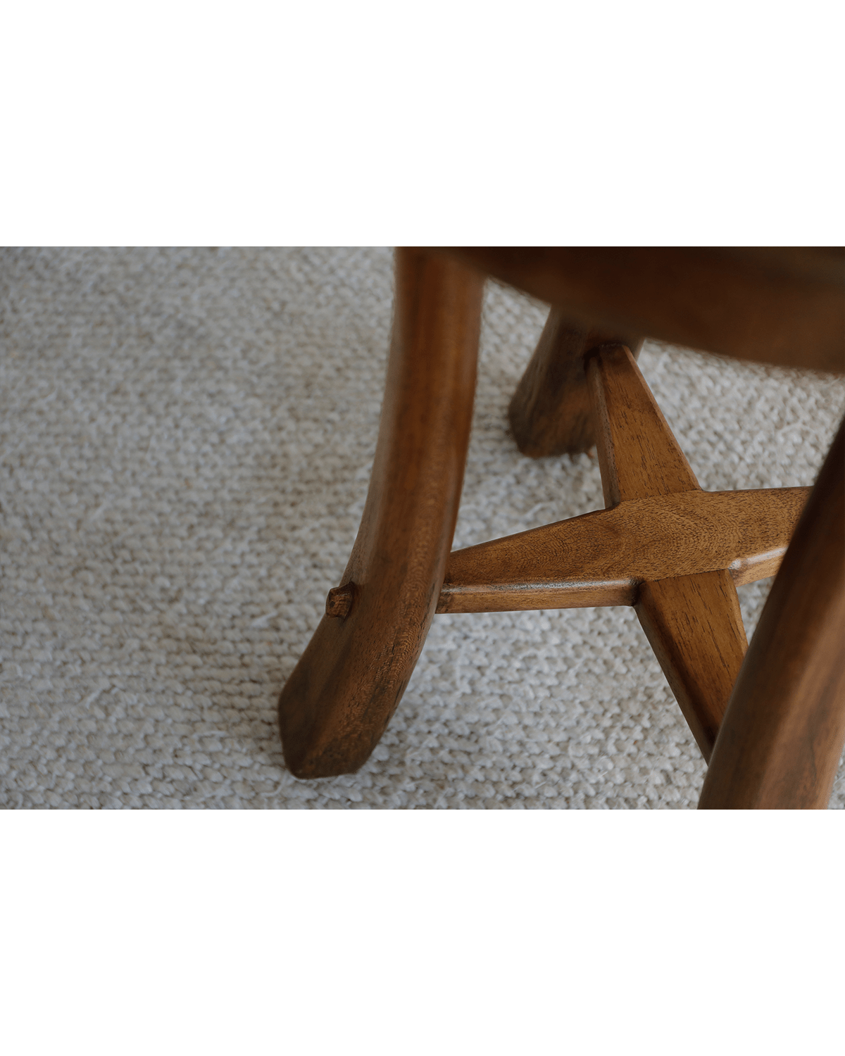 Basin Side Table detail: showcasing the wooden legs, angled design, and wood grain of the eco-friendly product.
