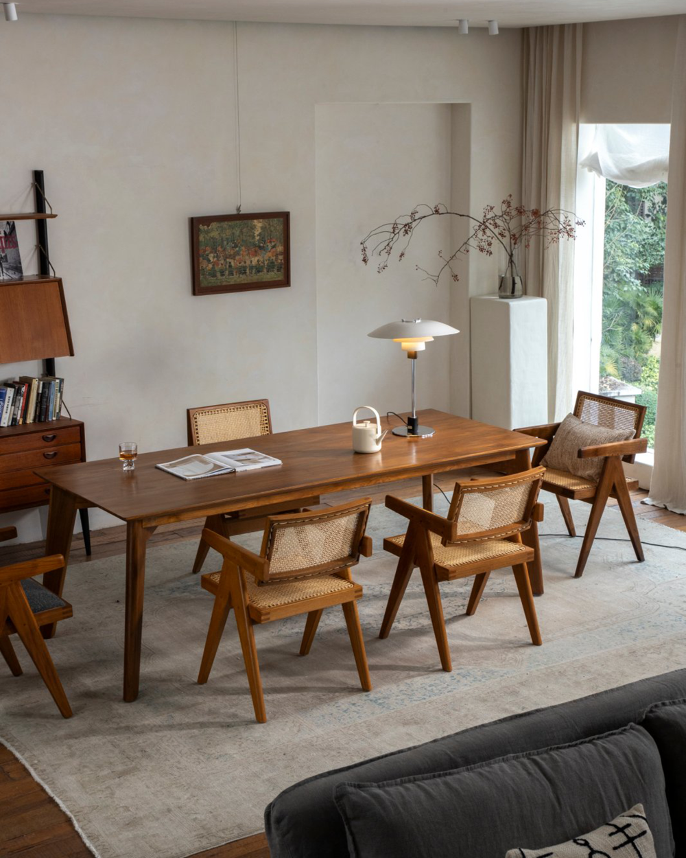 Easy Dining Table in a minimalist dining room setting with wooden table and chairs, natural color, perfect for dining