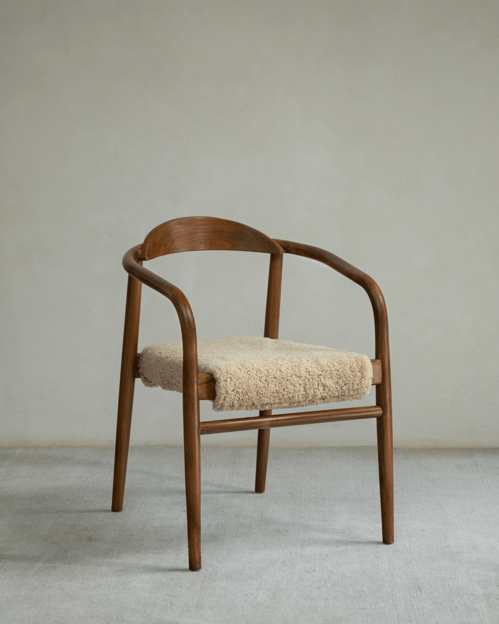 Crescent Shearling Chair | Teak Frame, Removable Cushions - ZM Home