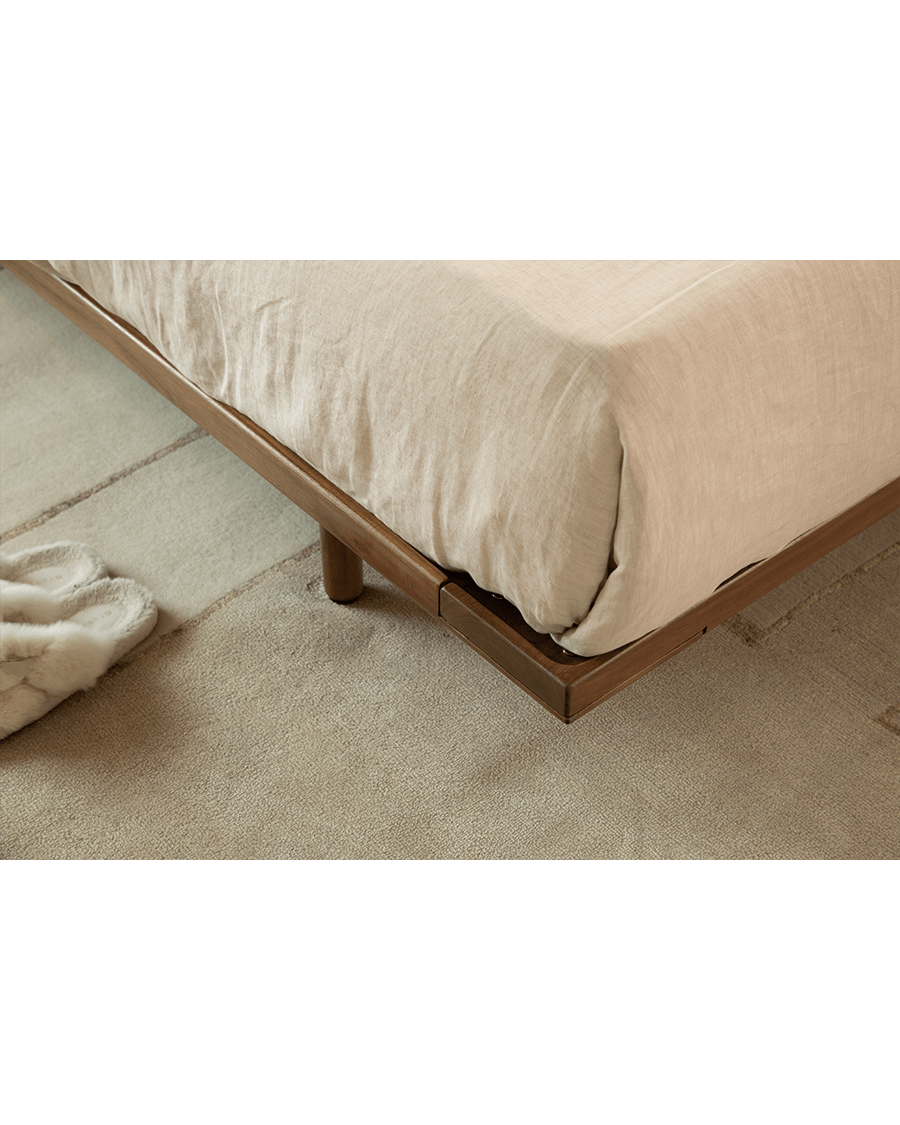 Seren Teak Leather Bed - ZM Home