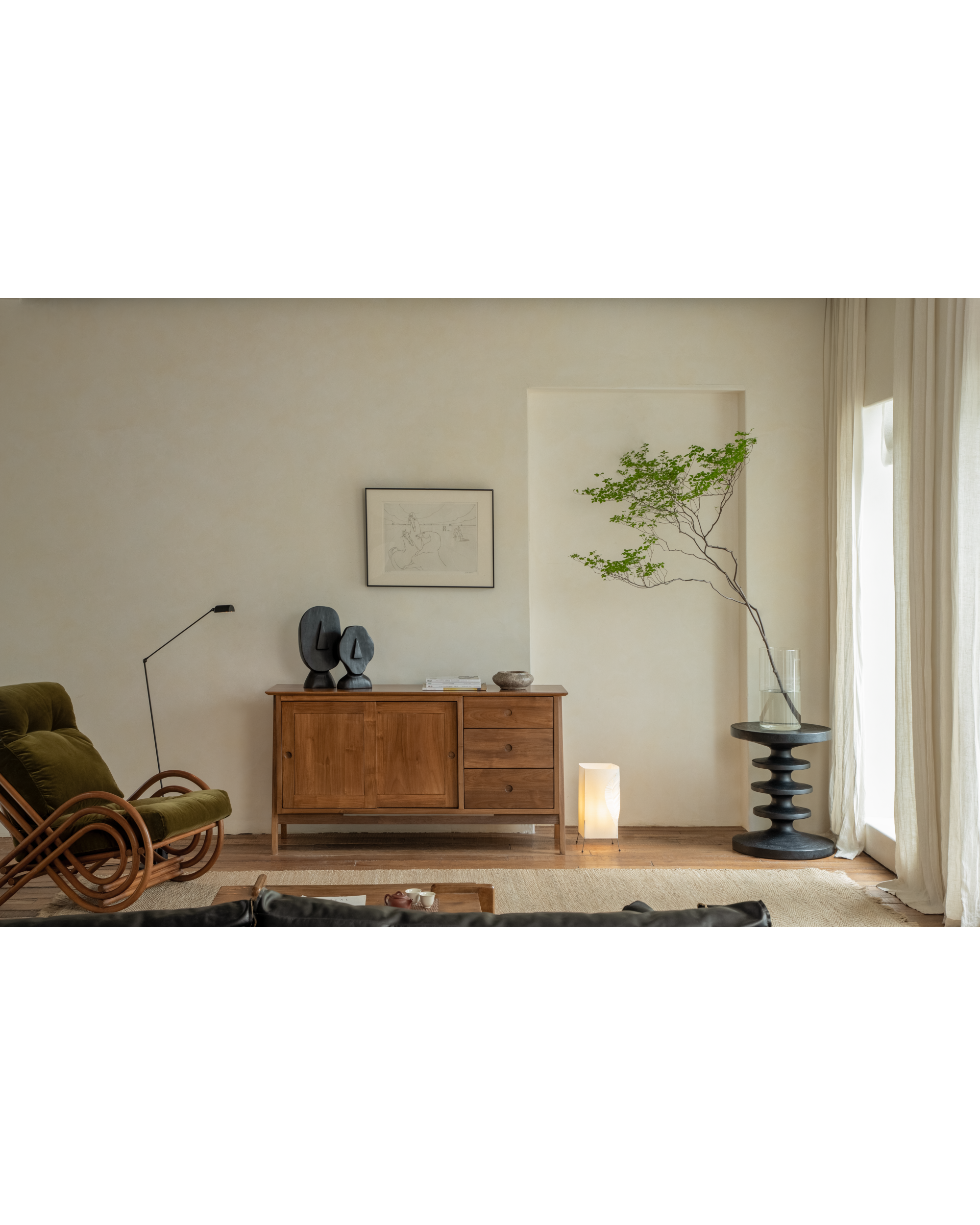 No.23 teak sideboard with minimalist design, warm vintage charm, and natural wood grain.