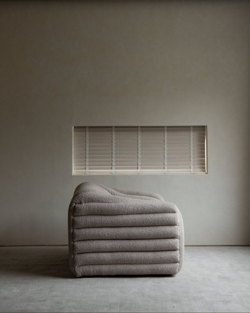 Miche Sofa in beige, ribbed design, comfortable and cozy living room, soft fabric, modern style