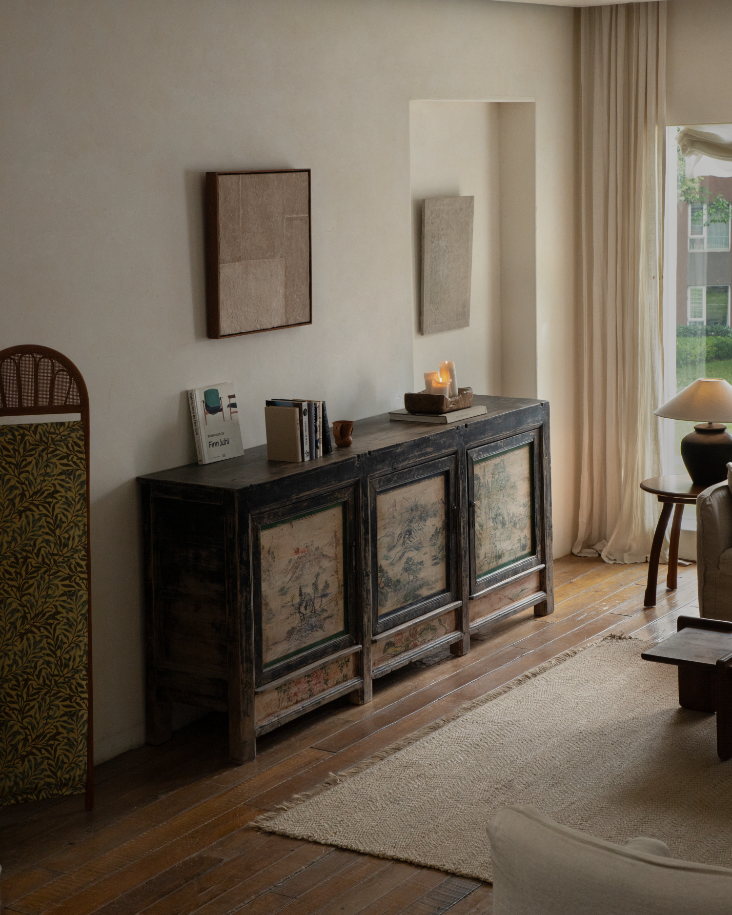 Vintage Painted Landscape Sideboard