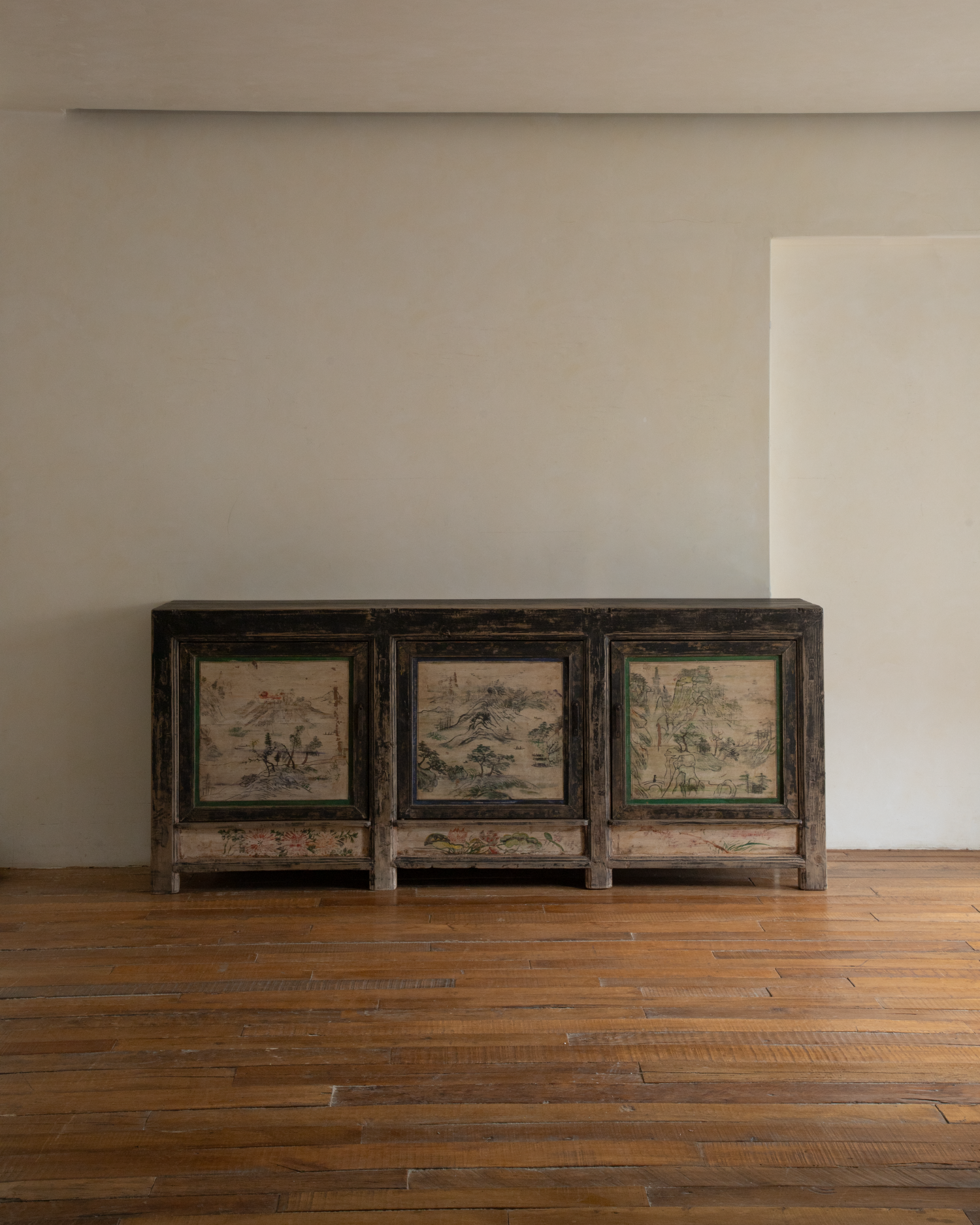 Vintage Painted Landscape Sideboard