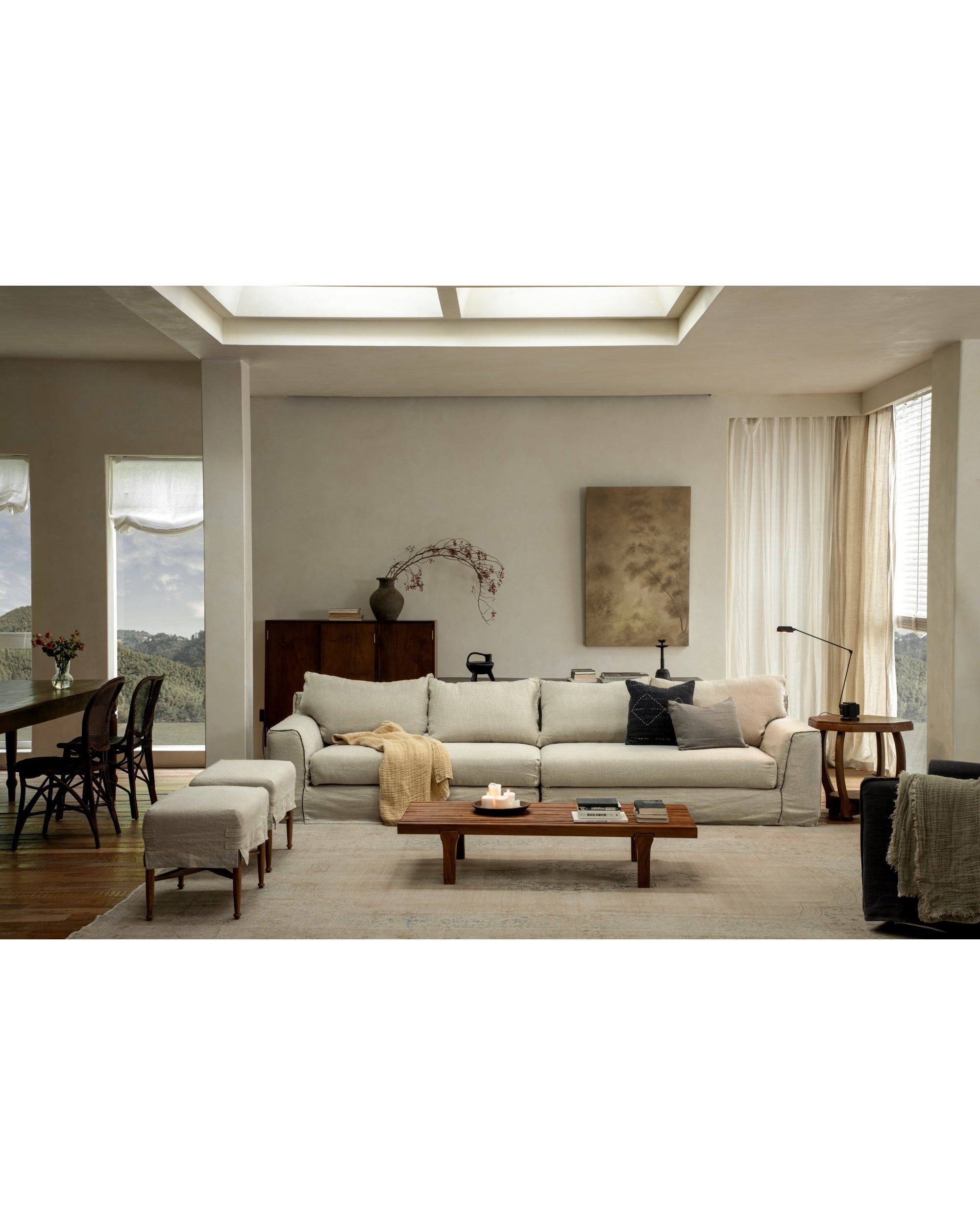 The Noa Sectional Sofa: a spacious, modular sofa upholstered in breathable Belgian linen.
