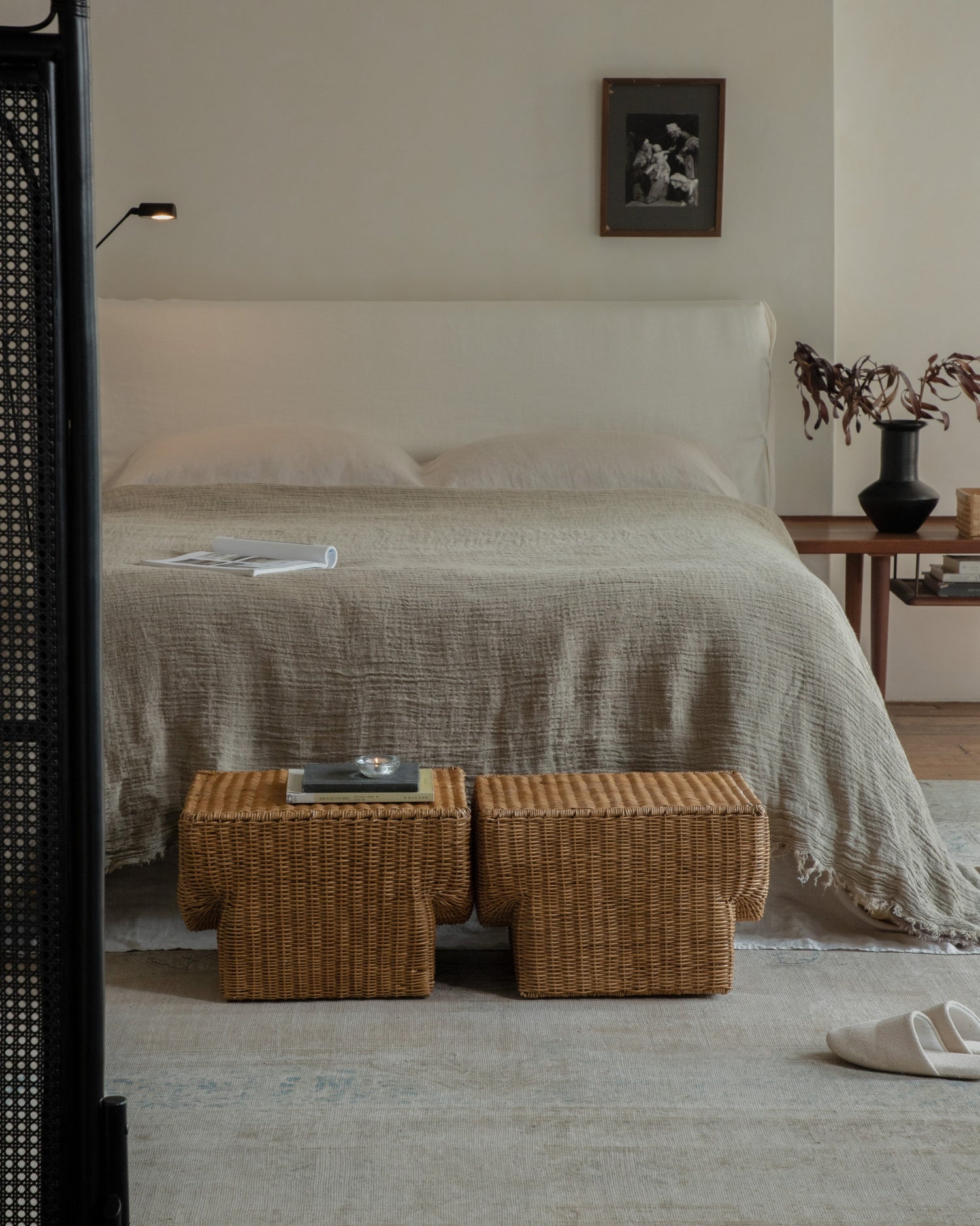 Bruno Rattan Side Table Set