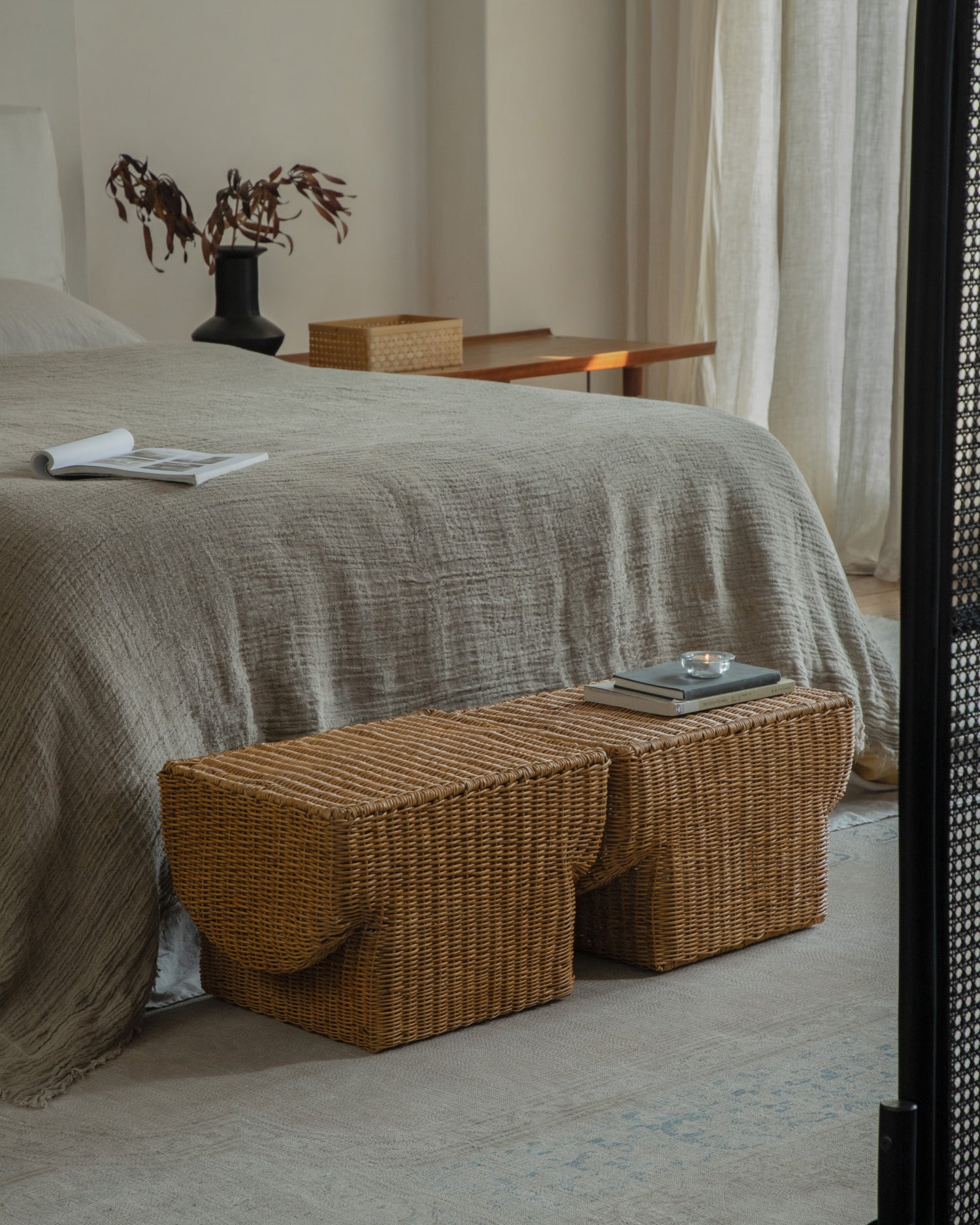 Bruno Rattan Side Table Set