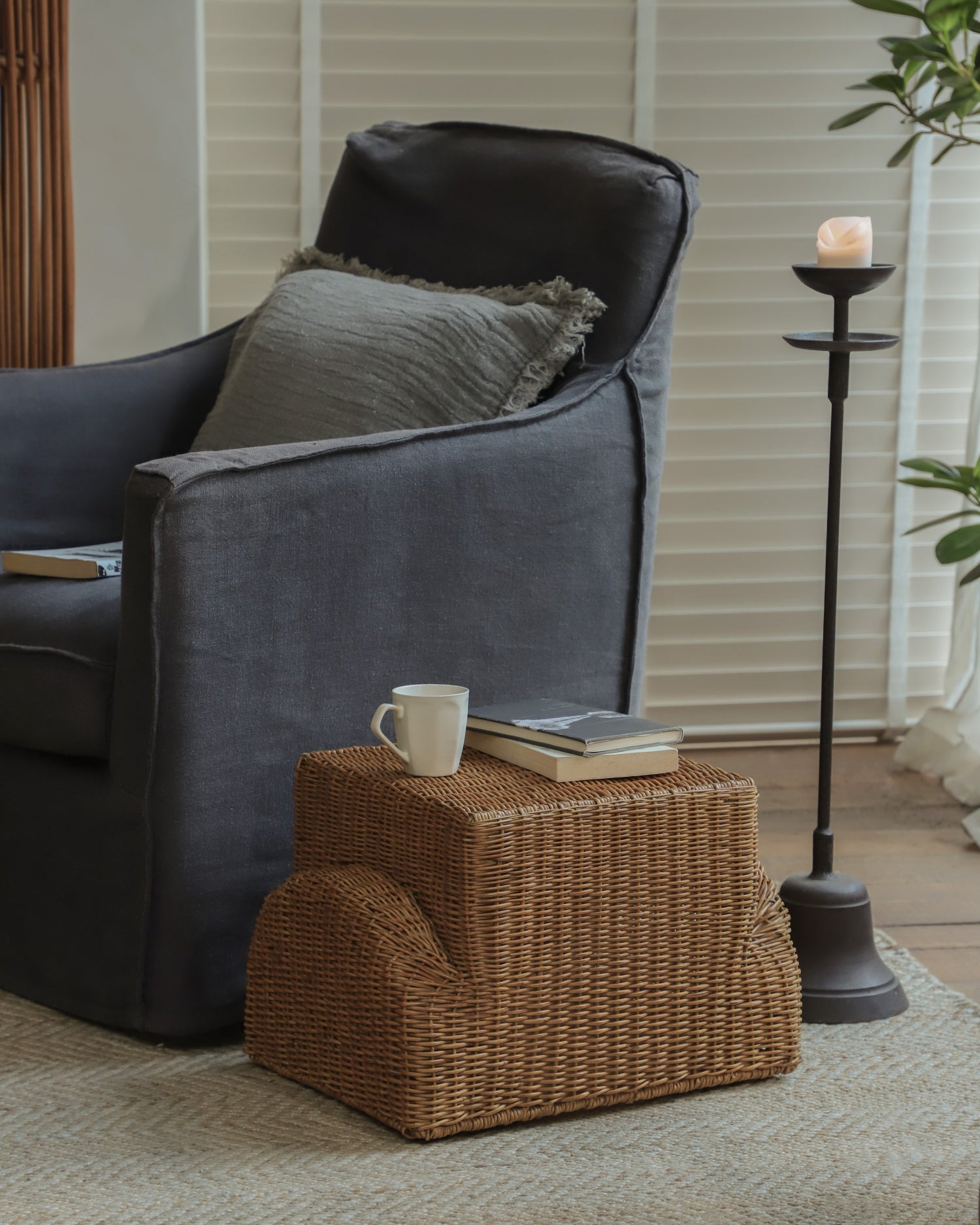 Bruno Rattan Side Table Set