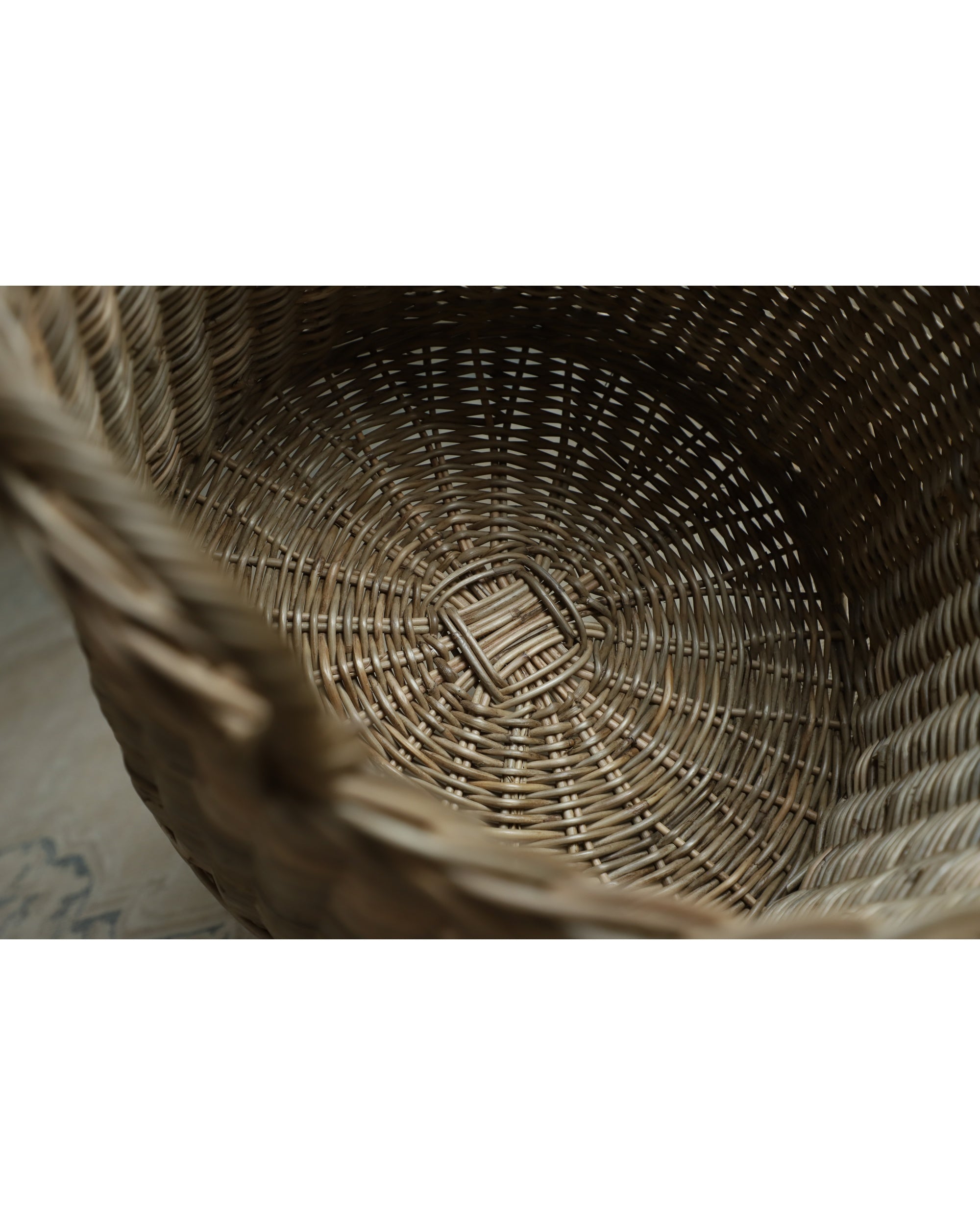 Aria Round Rattan Storage Basket interior weave detail