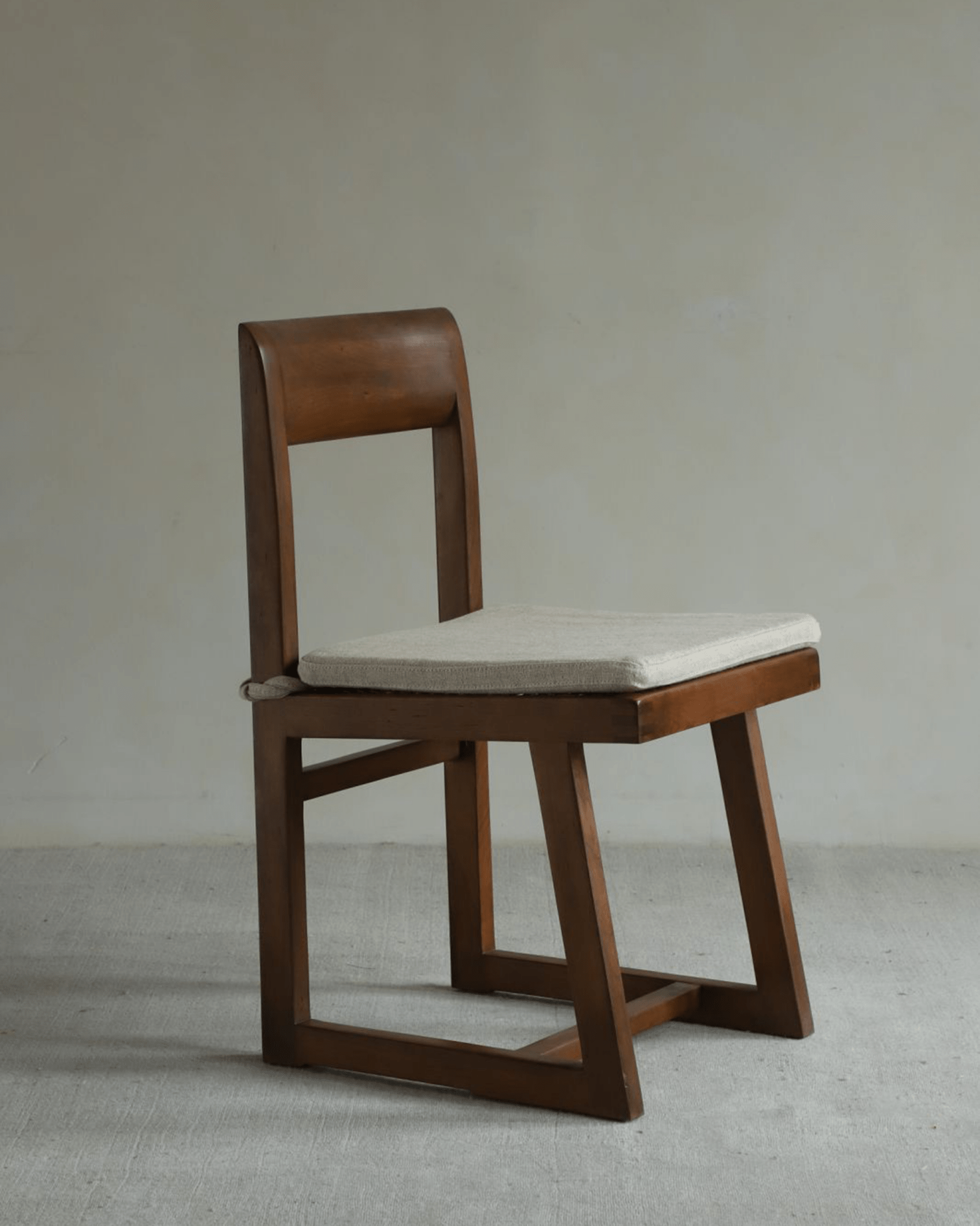 Chandigarh Box Chair - Wooden frame with fabric seat cushion, Mid-Century Modern design