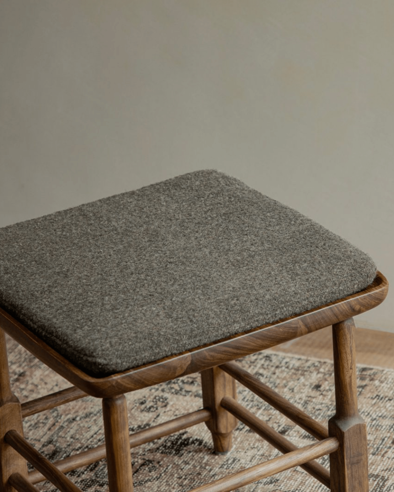 Magrini Stool in zebrawood with gray cushion