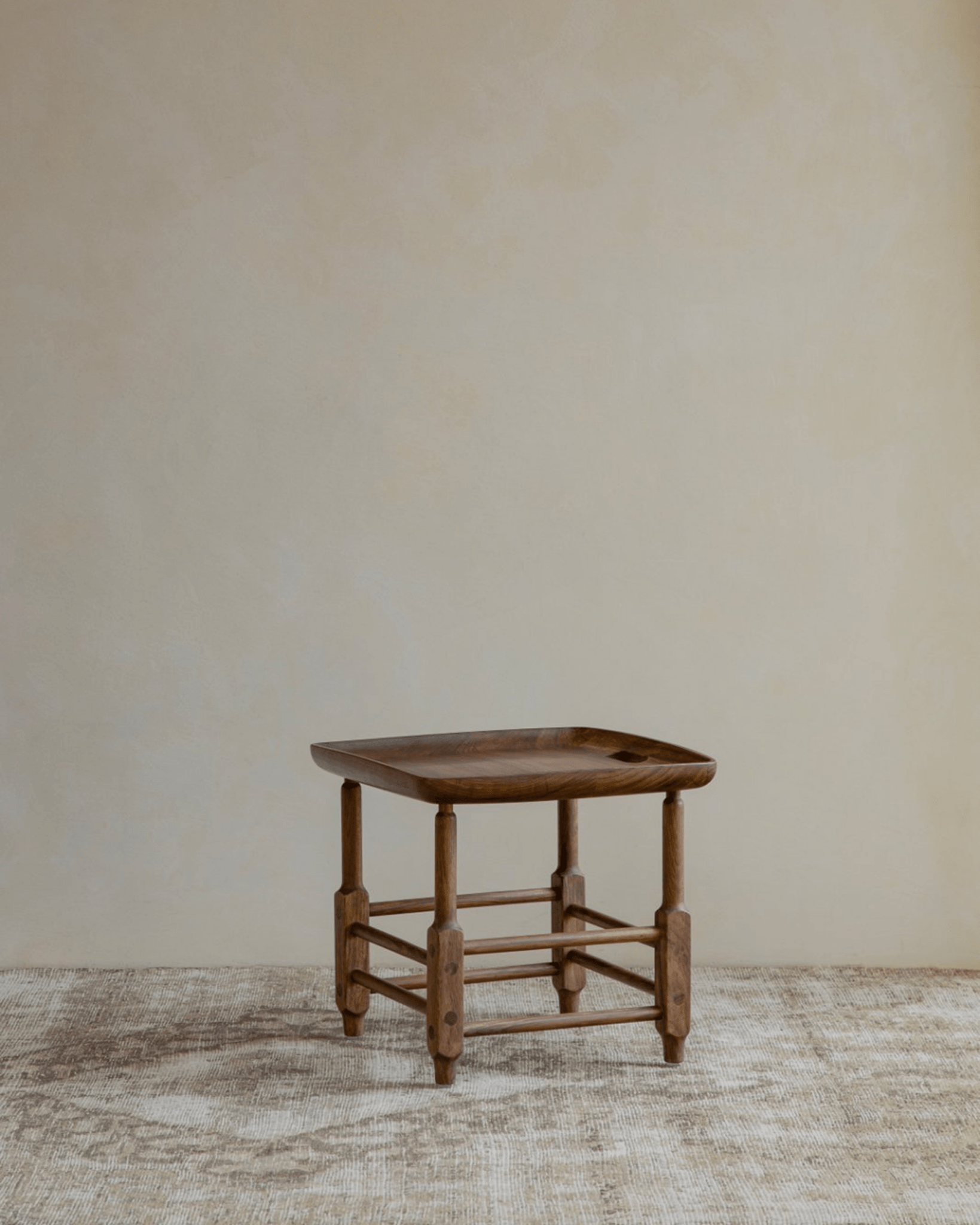 Magrini Stool in zebrawood, modern design, square seat, wooden furniture