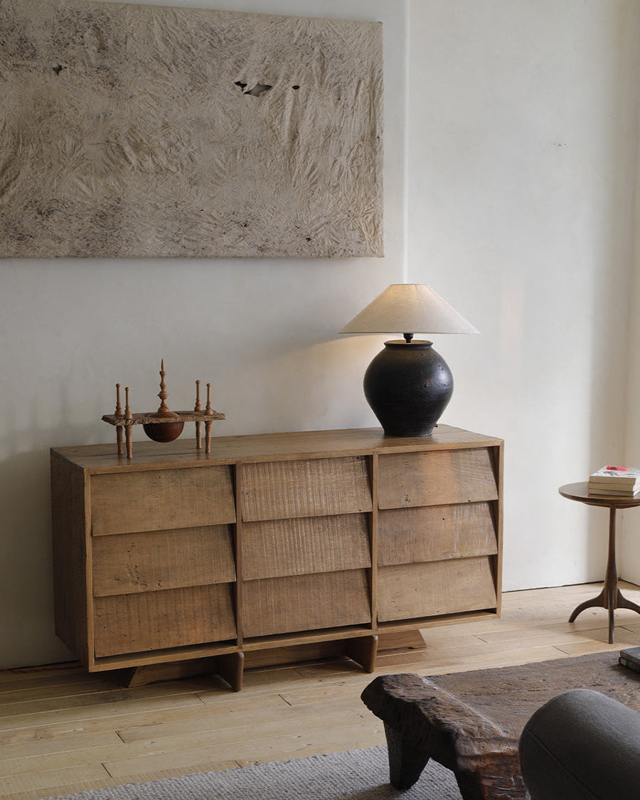 NO.9 Sideboard made from reclaimed wood with nine drawers, minimalist design
