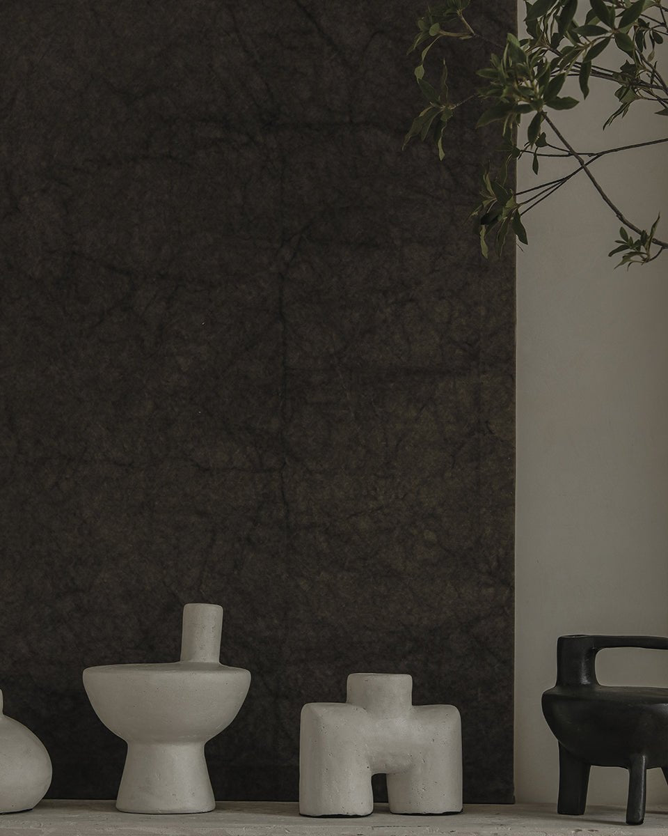 Sandy Vase clay collection in white and black, unique ceramic shapes, clay material