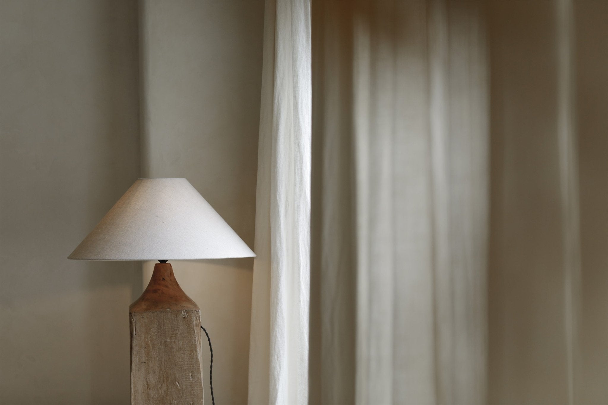 Wooden floor lamp with linen shade, minimalist decor, Chinese plug, cozy lighting for living room