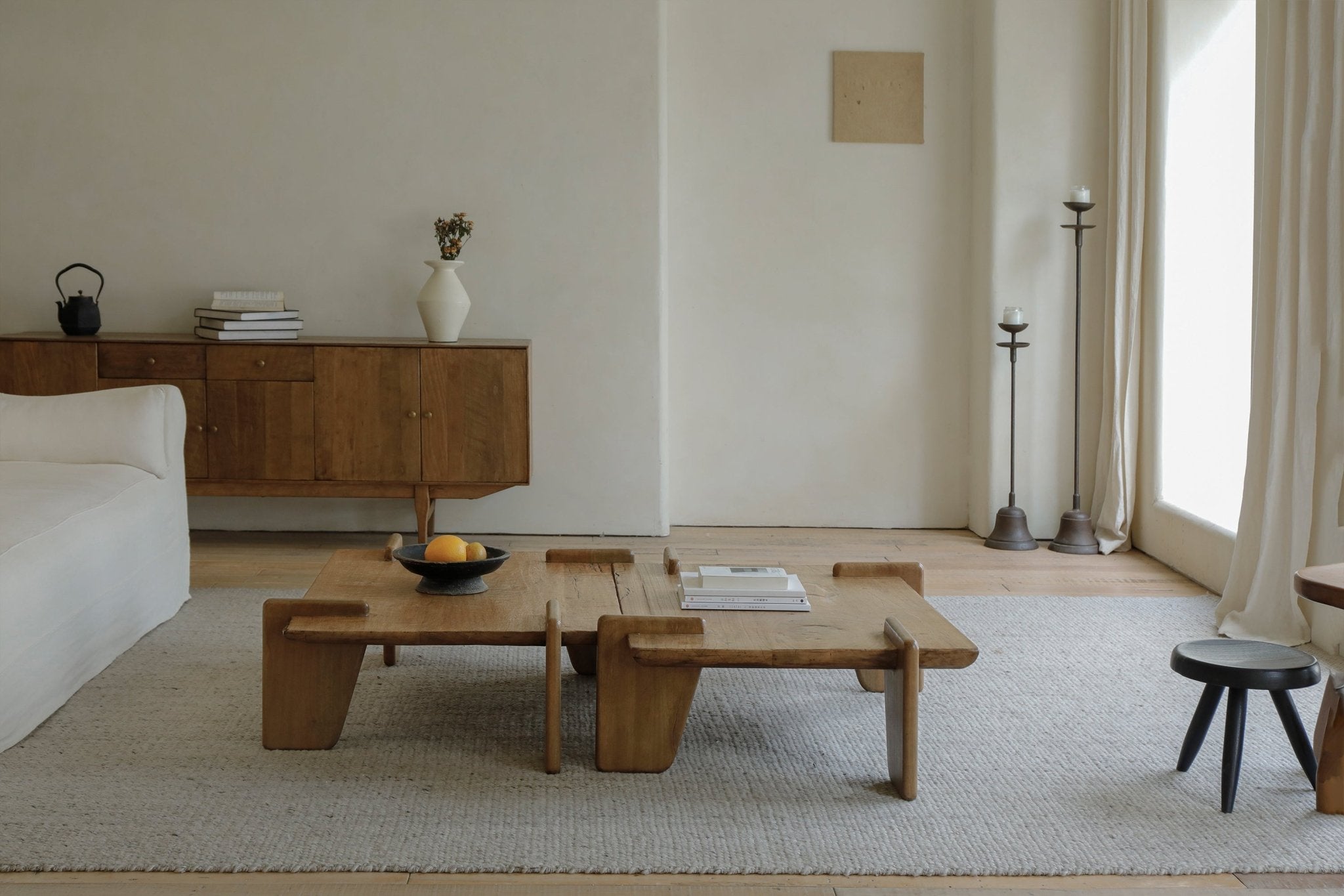 Deck Coffee Table in a modern living room, reclaimed wood, rustic design