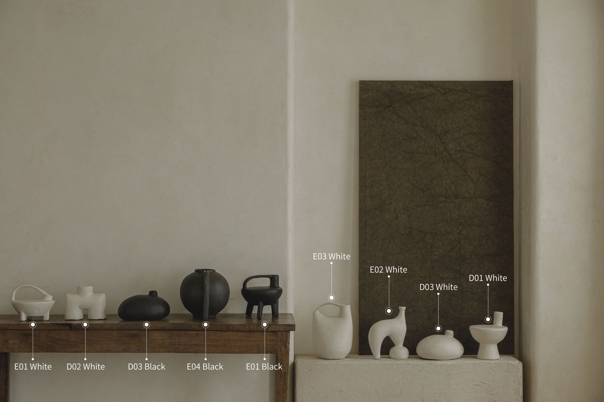 Sandy Vase clay vase collection in white and black, material: clay