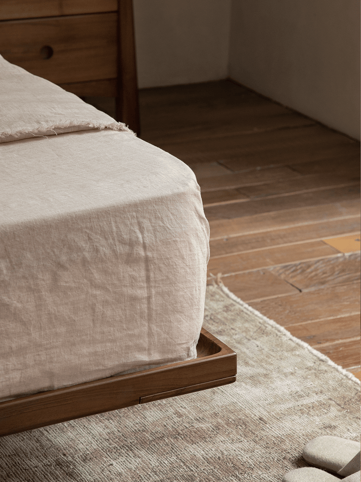 Seren Teak Linen Bed - ZM Home