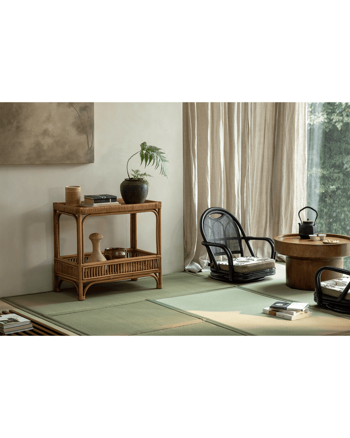 Rattan End Table - Handwoven & Double Storage | ZM Home