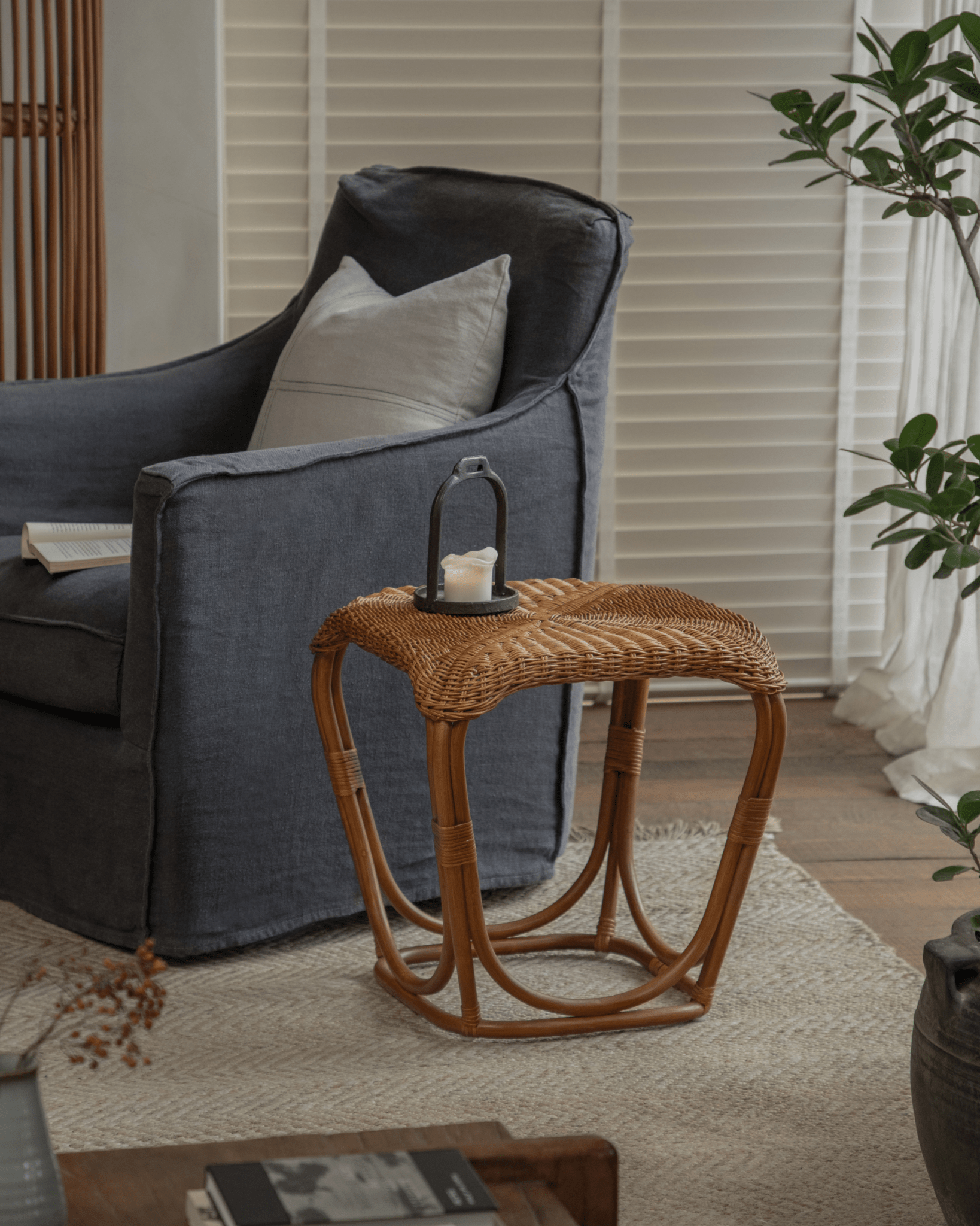 Pinecone Rattan Side Table - ZM Home