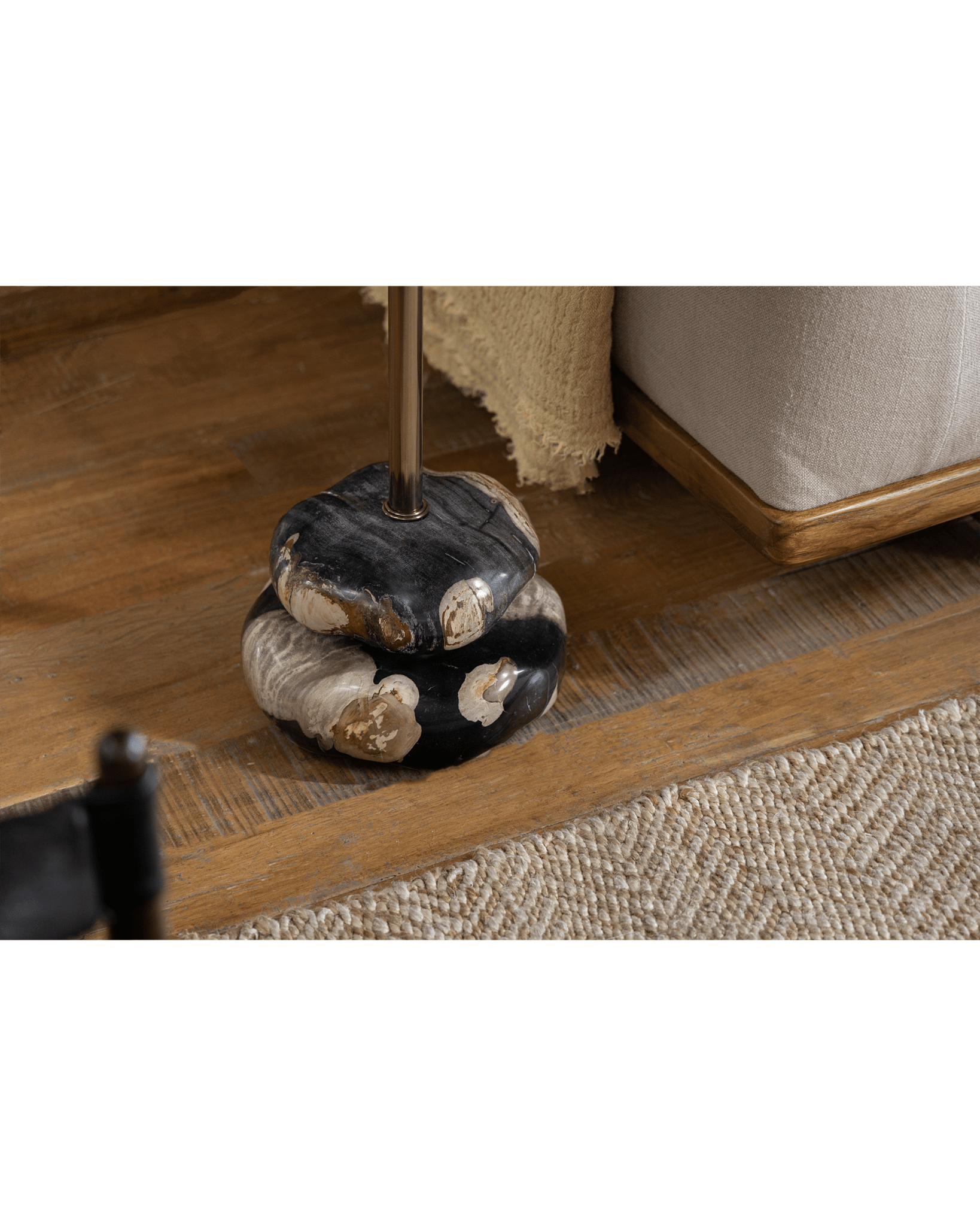 Petrified Wood Side Table | Stainless Steel Base - ZM Home Petrified Wood Side Table | Stainless Steel Base - ZM Home
