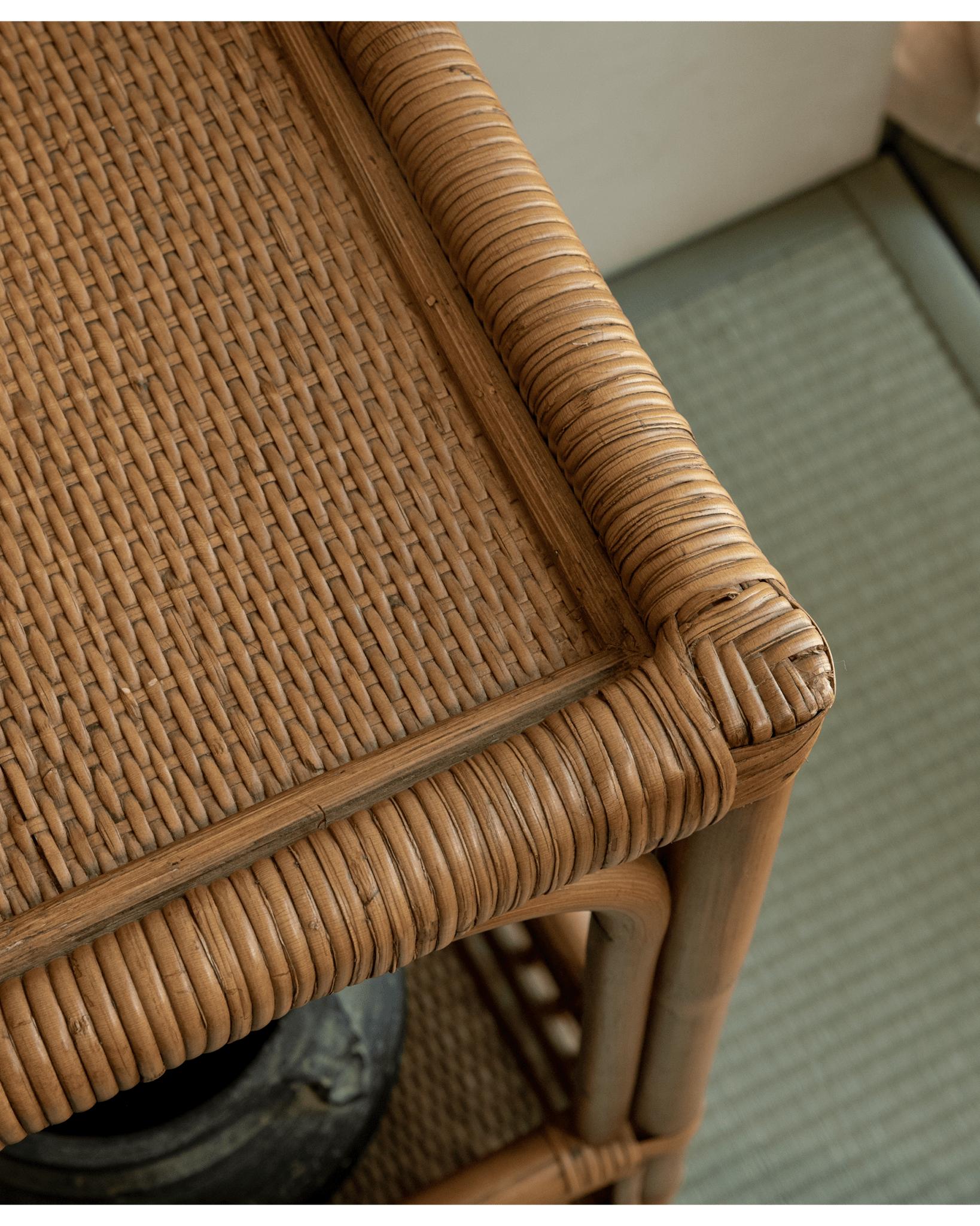 Rattan End Table with 2-Tier Storage | Natural Rattan End Table with 2-Tier Storage | Natural