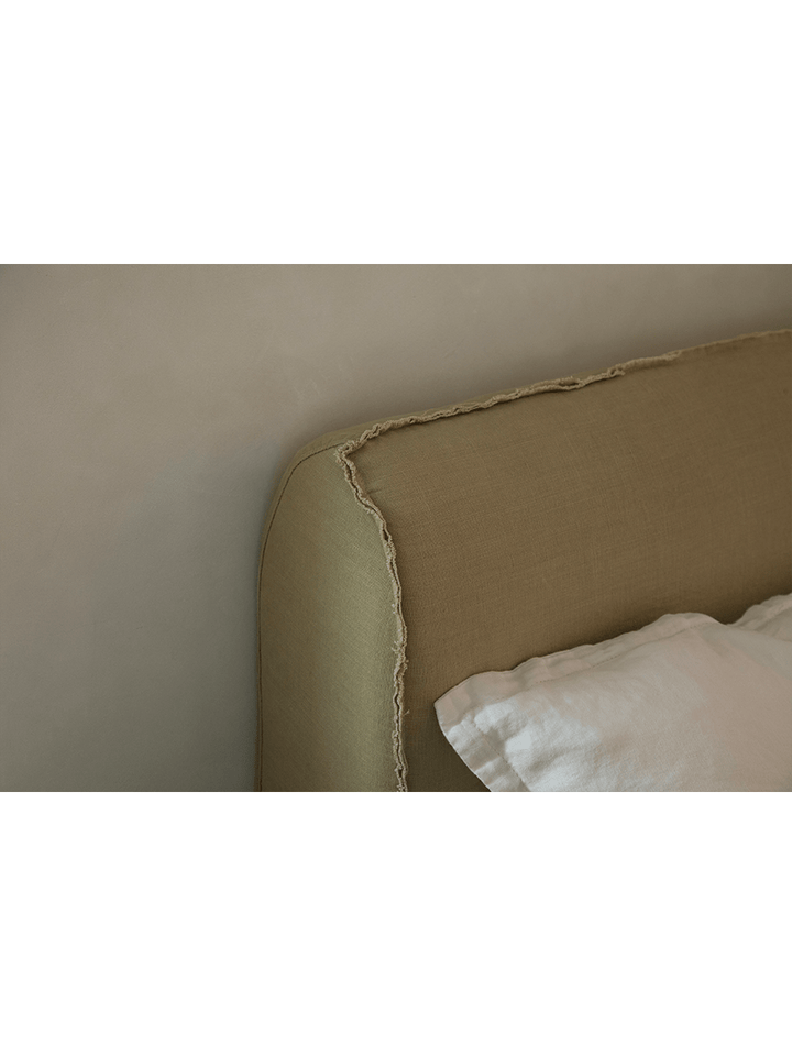 Seren Teak Linen Bed - ZM Home