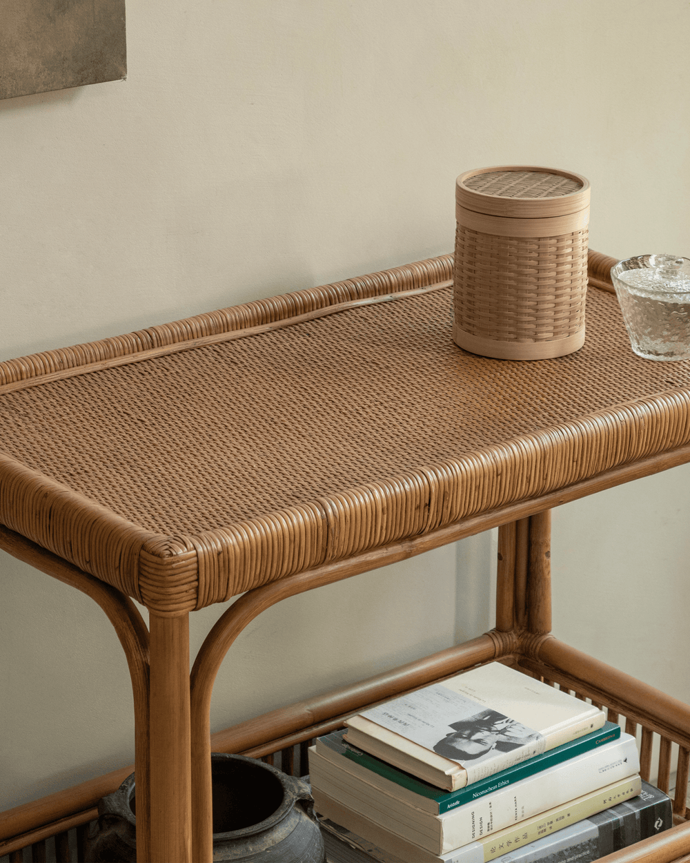 Rattan End Table - Handwoven & Double Storage | ZM Home