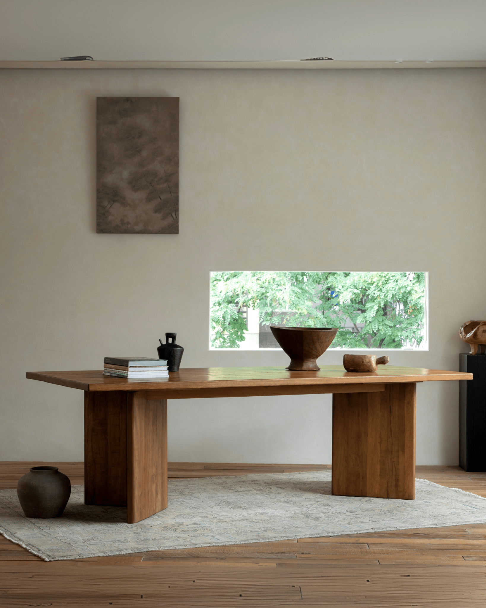 Zephyr Dining Table - Reclaimed wood table with folded leg design, vintage charm, and natural wood texture