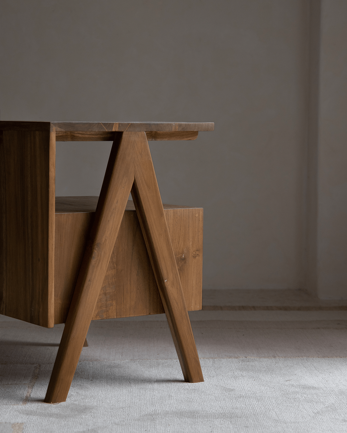 ZM Home Astral Nightstand: wooden bedside table with angled legs and open shelf