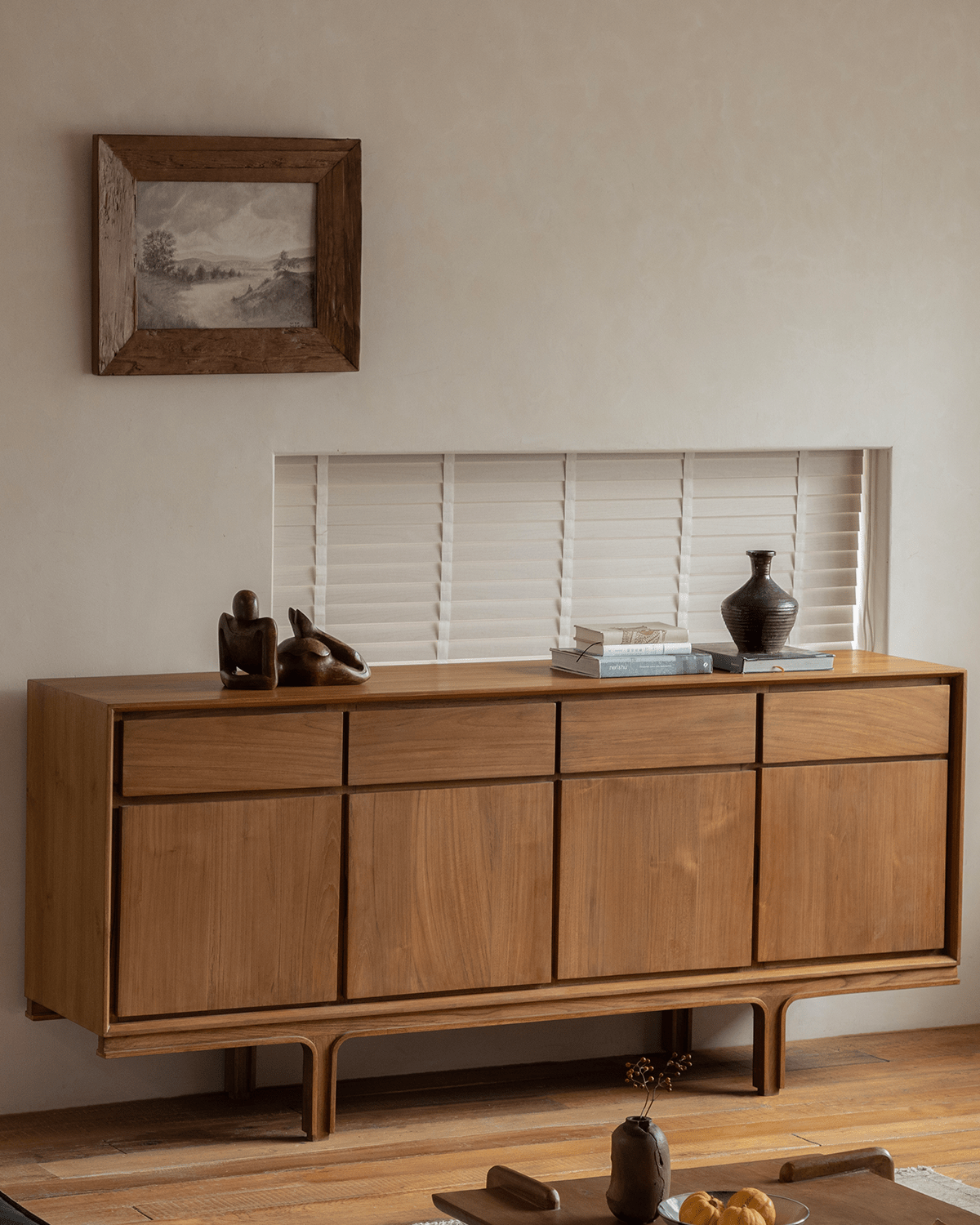 NO.44 Teak Sideboard - Solid teak wood buffet-style with ample storage, elegant design for modern interiors