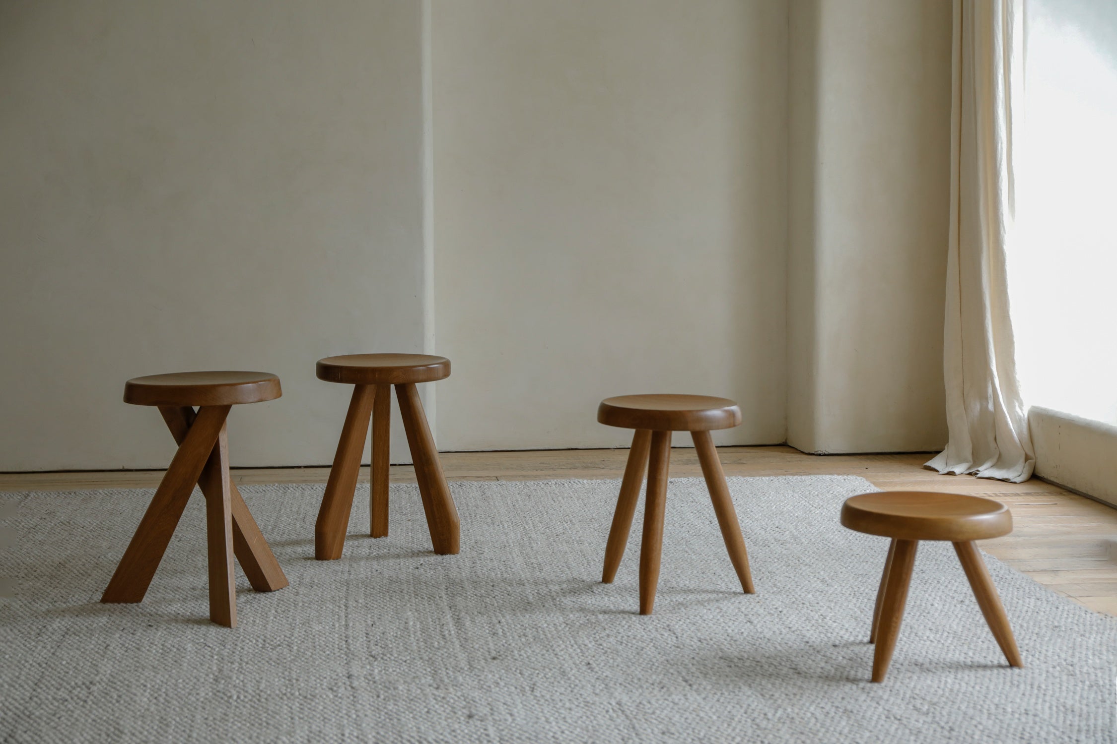 Handcrafted Solid Wood Stools | Natural, Vintage, Black - ZM Home