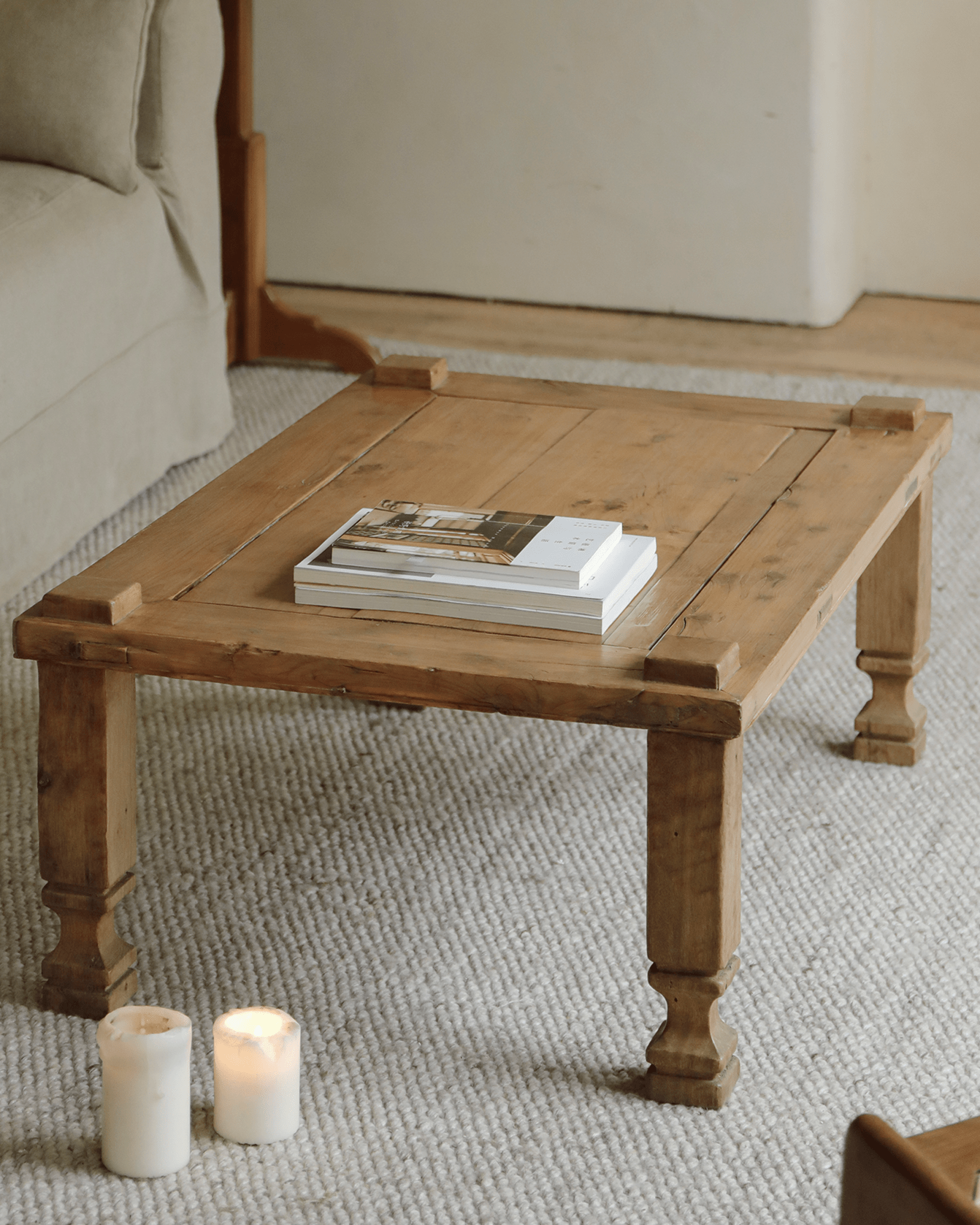 Keoni Coffee Table - Square, reclaimed wood coffee table with natural finish and simple design