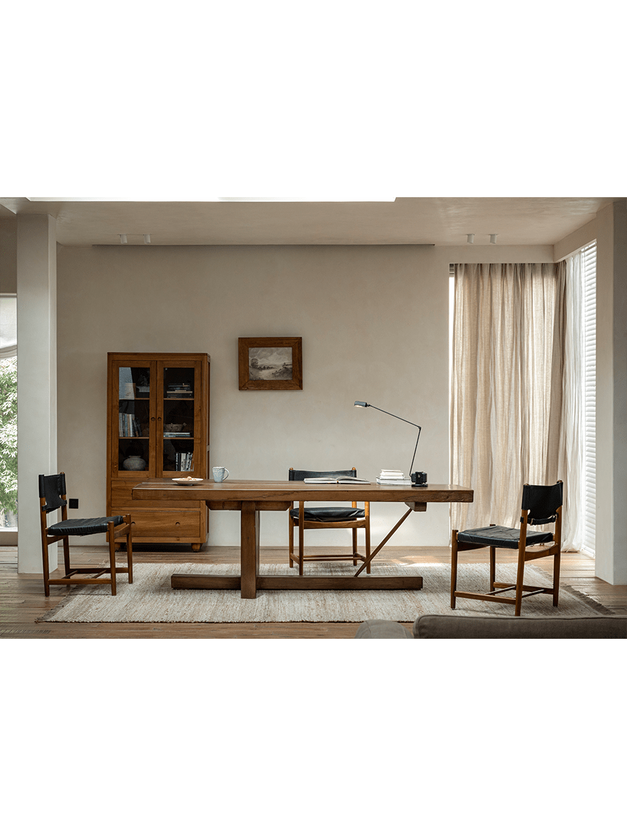 Solid wood dining table and chairs in modern interior, perfect for a refined touch.
