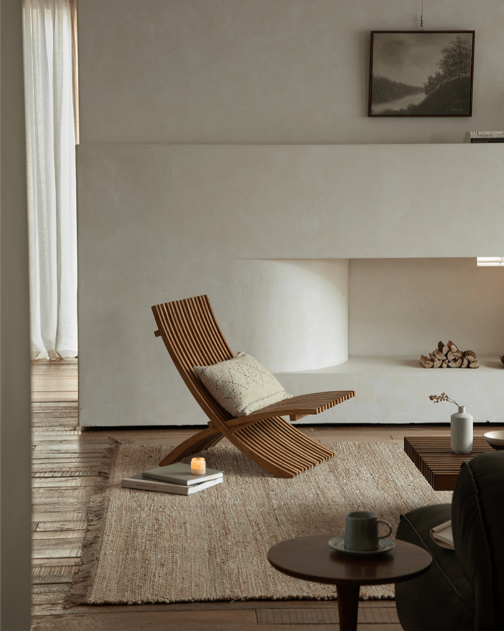 Oly Lounge Chair: Folding wooden chair in modern living room, ergonomic design, ideal for indoor relaxation